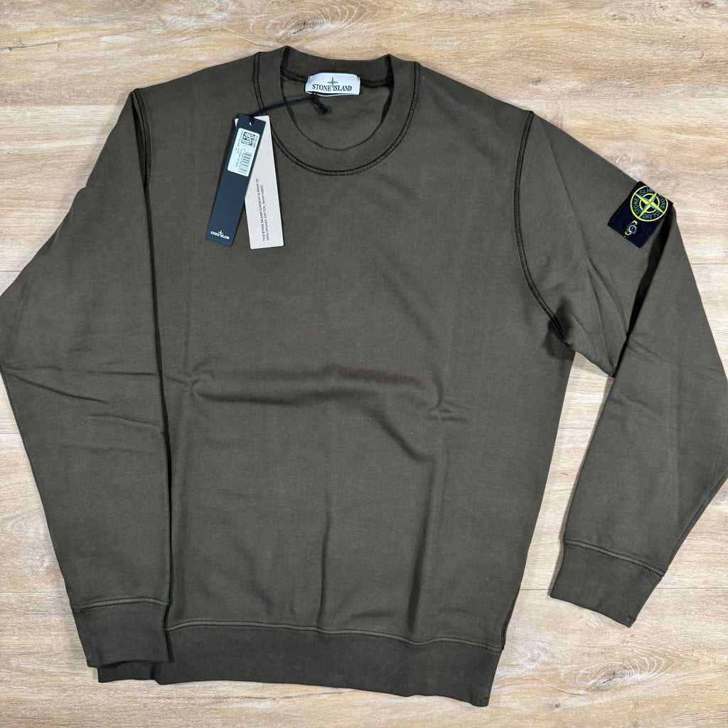 Stone Island Organic Cotton Fleece Sweatshirt in Military Green
