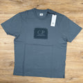CP Company Stitch Block Logo T-Shirt in Stormy Weather - Blue