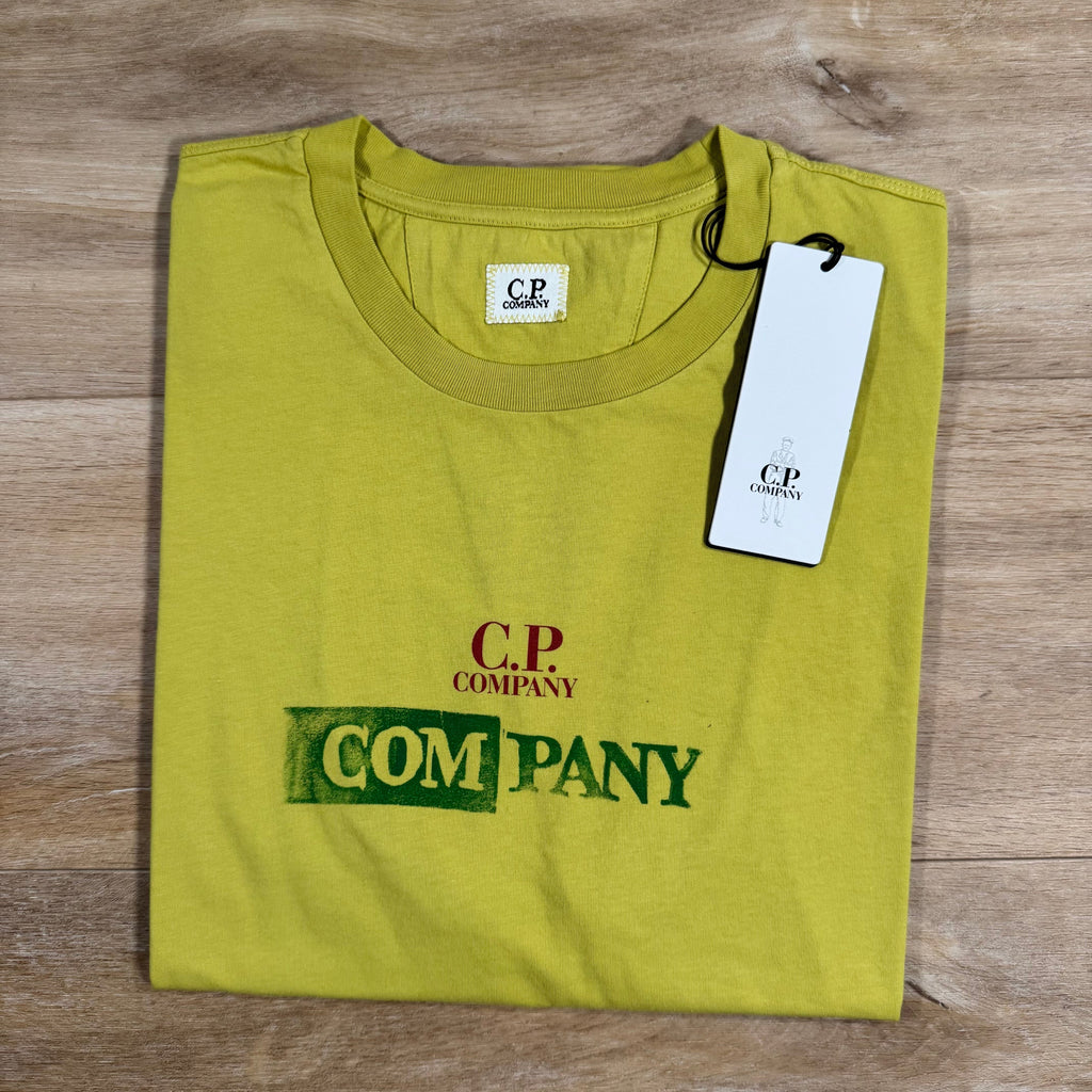 CP Company 24/1 Jersey Logo T-Shirt in Cress Green - Yellow