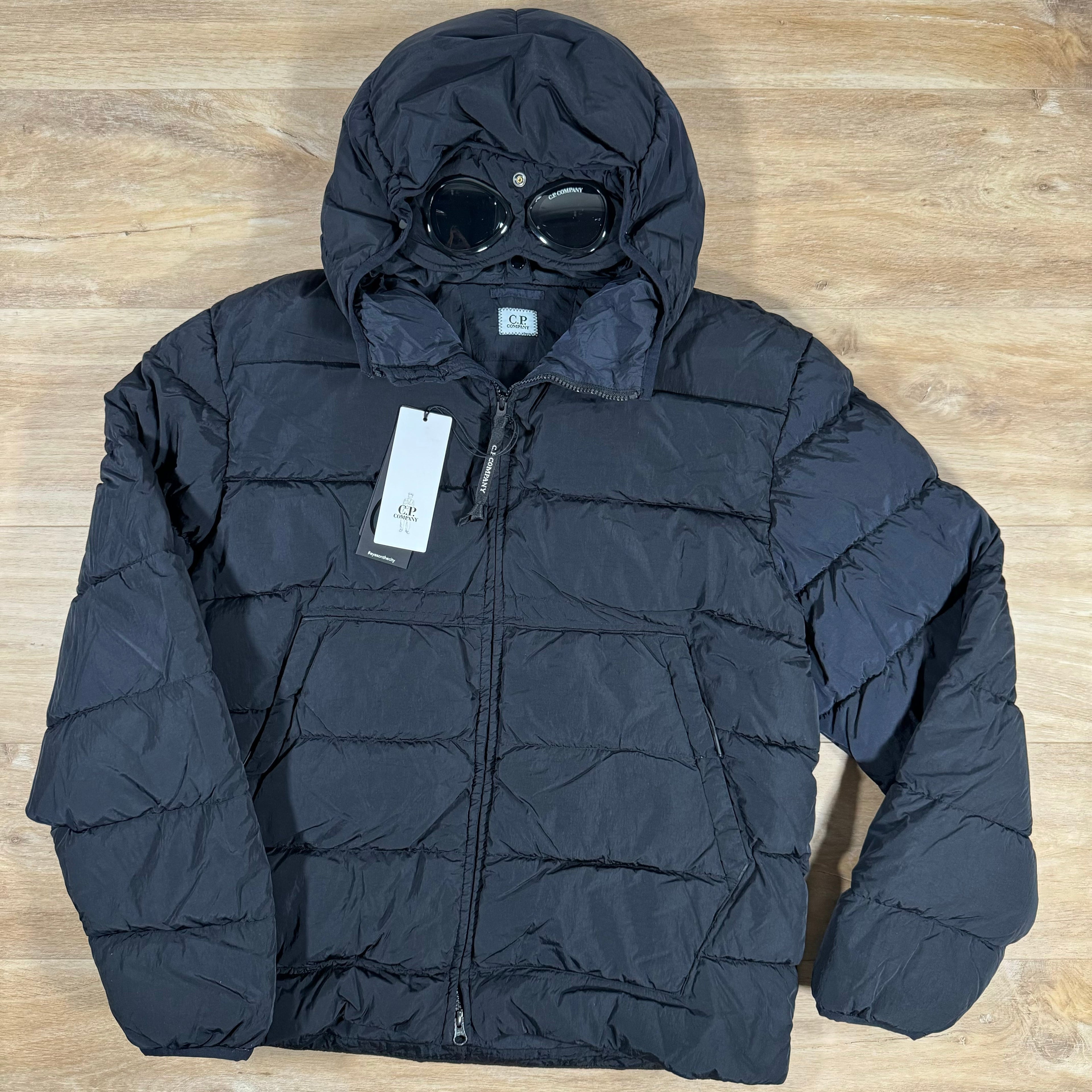 CP Company Chrome-R Goggle Down Jacket in Navy
