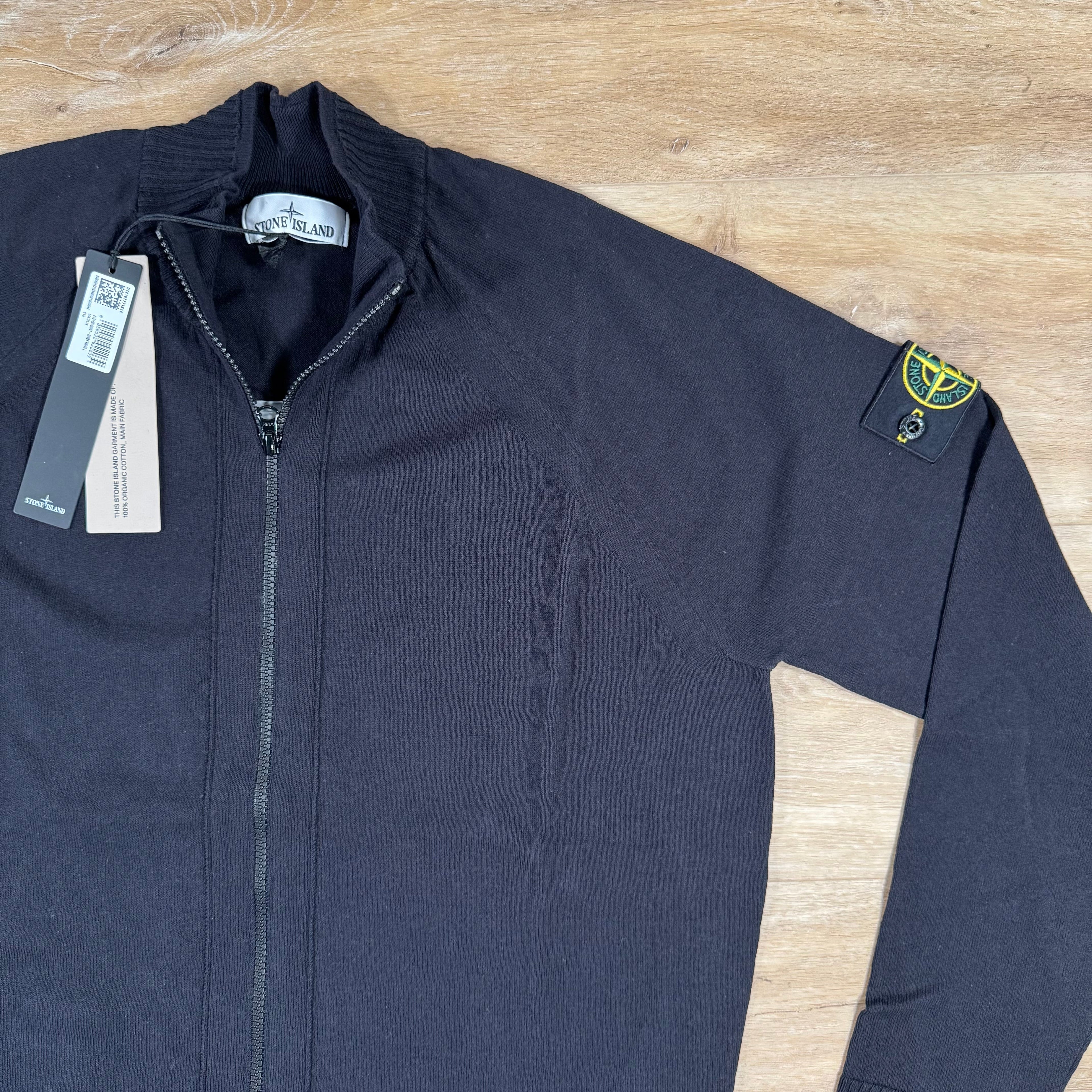 Stone Island Light Organic Cotton Knit Cardigan in Navy