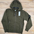 CP Company Diagonal Raised Zipped Lens Hoodie in Ivy Green
