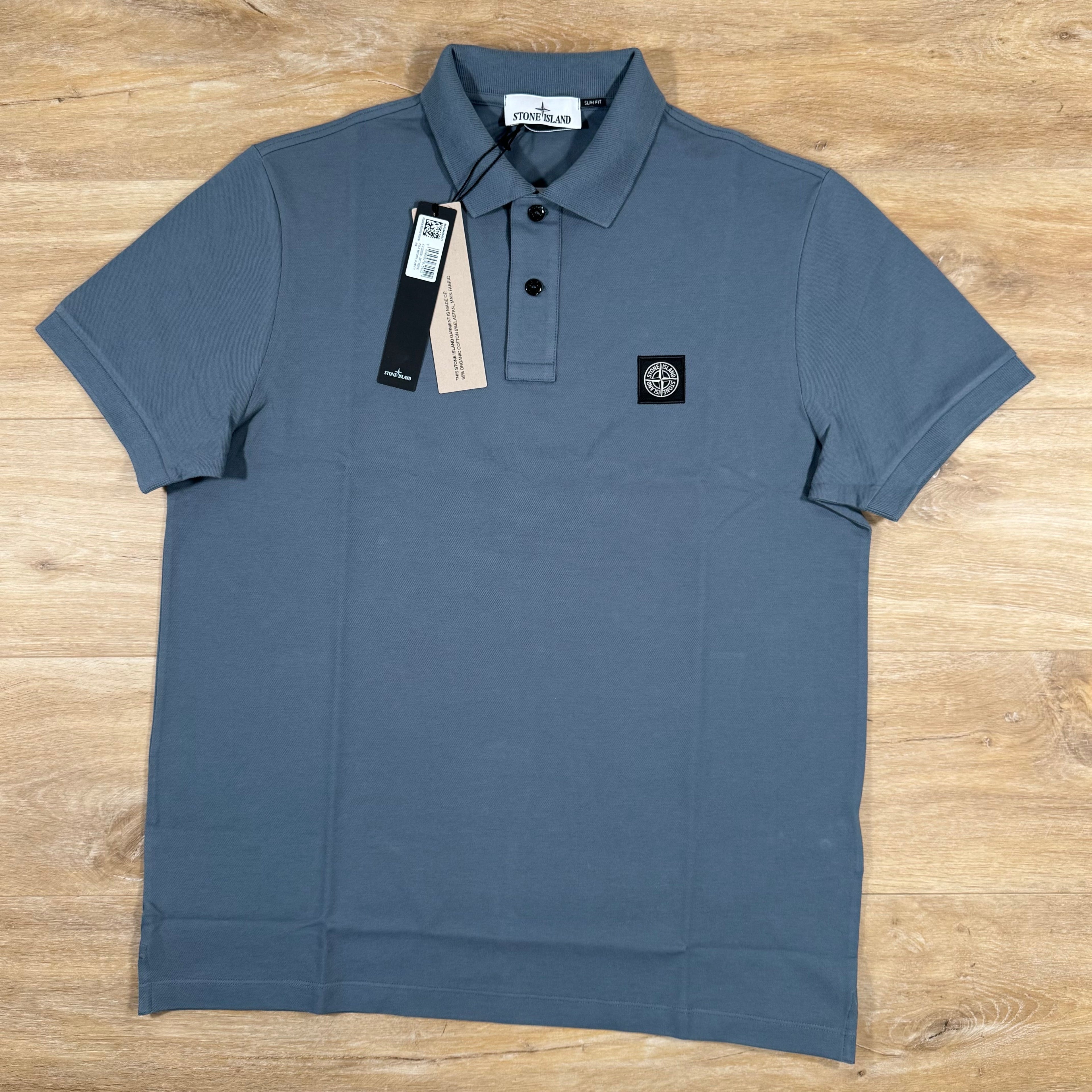 Stone Island Organic Cotton Pique Polo Shirt in Avio Blue