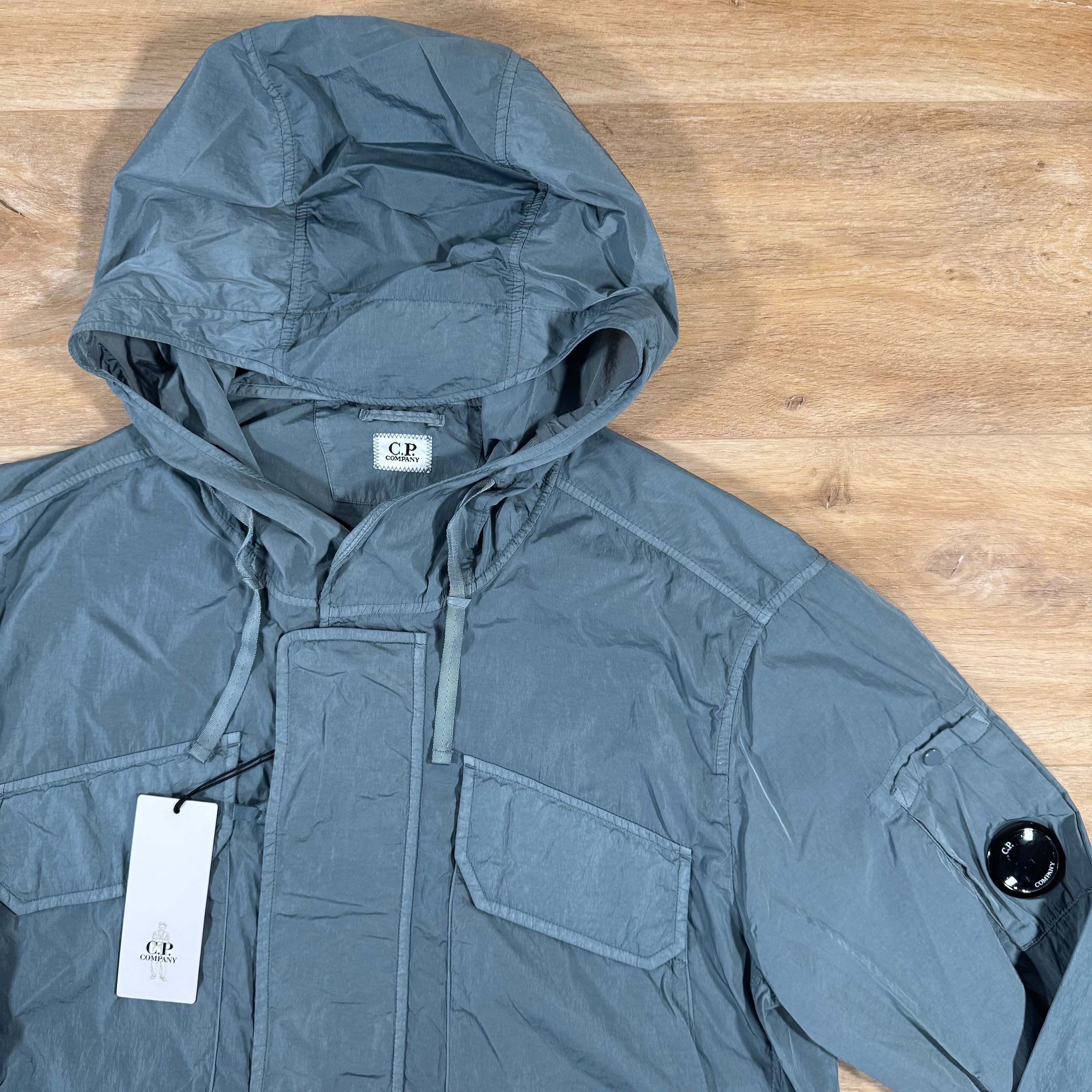 CP Company Chrome-R Hooded Lens Jacket in Stormy Weather - Blue