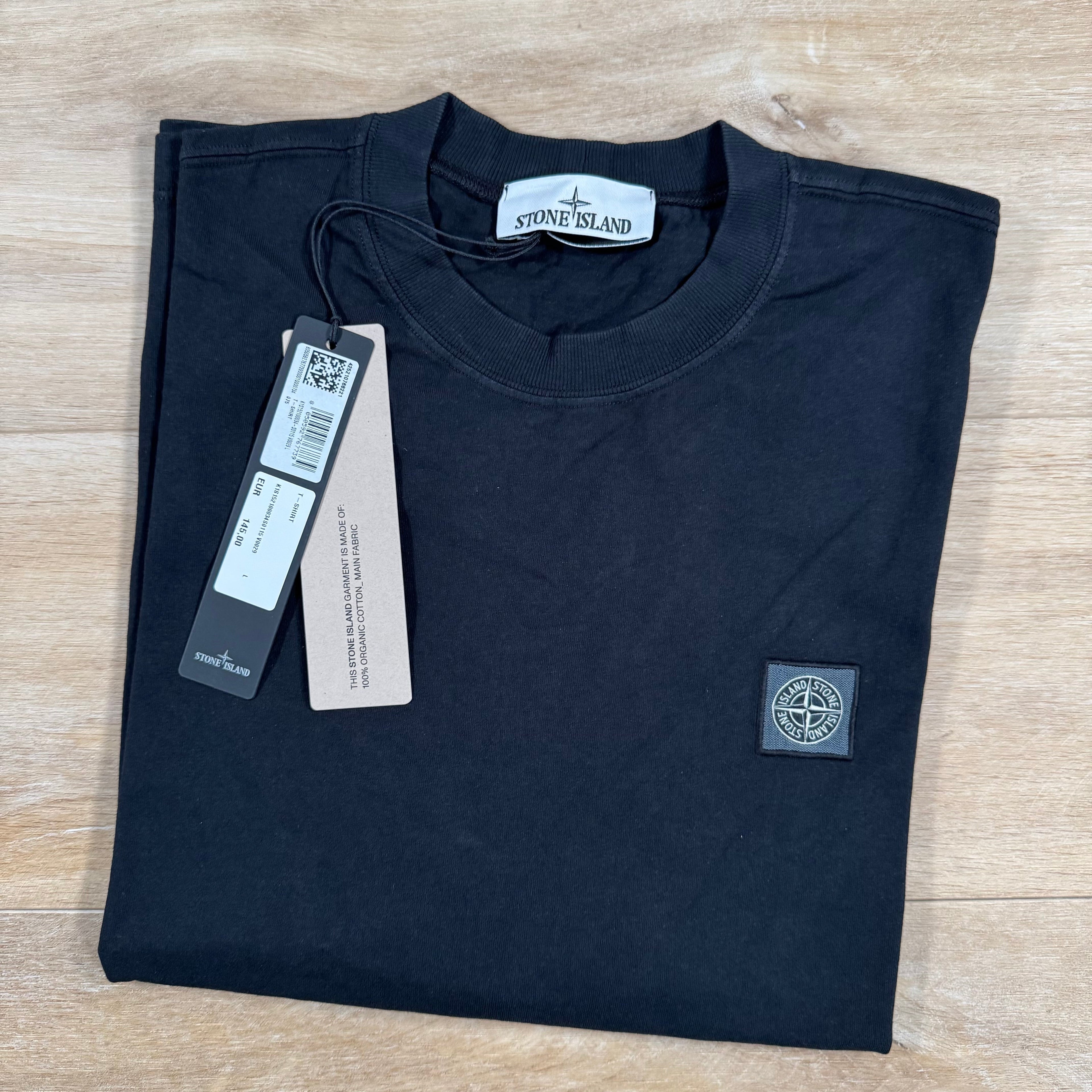 Stone Island Combed Organic Cotton Patch Logo T-Shirt in Black