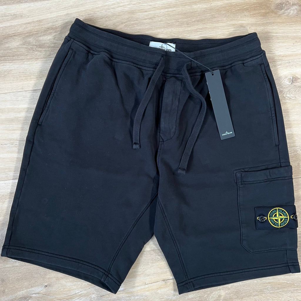 Stone Island Organic Cotton Fleece Shorts in Black