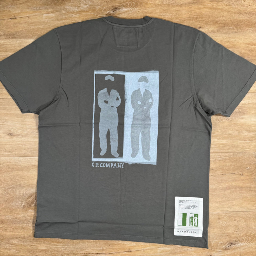 CP Company 24/1 Jersey Logo T-Shirt in Smoked Pearl - Grey