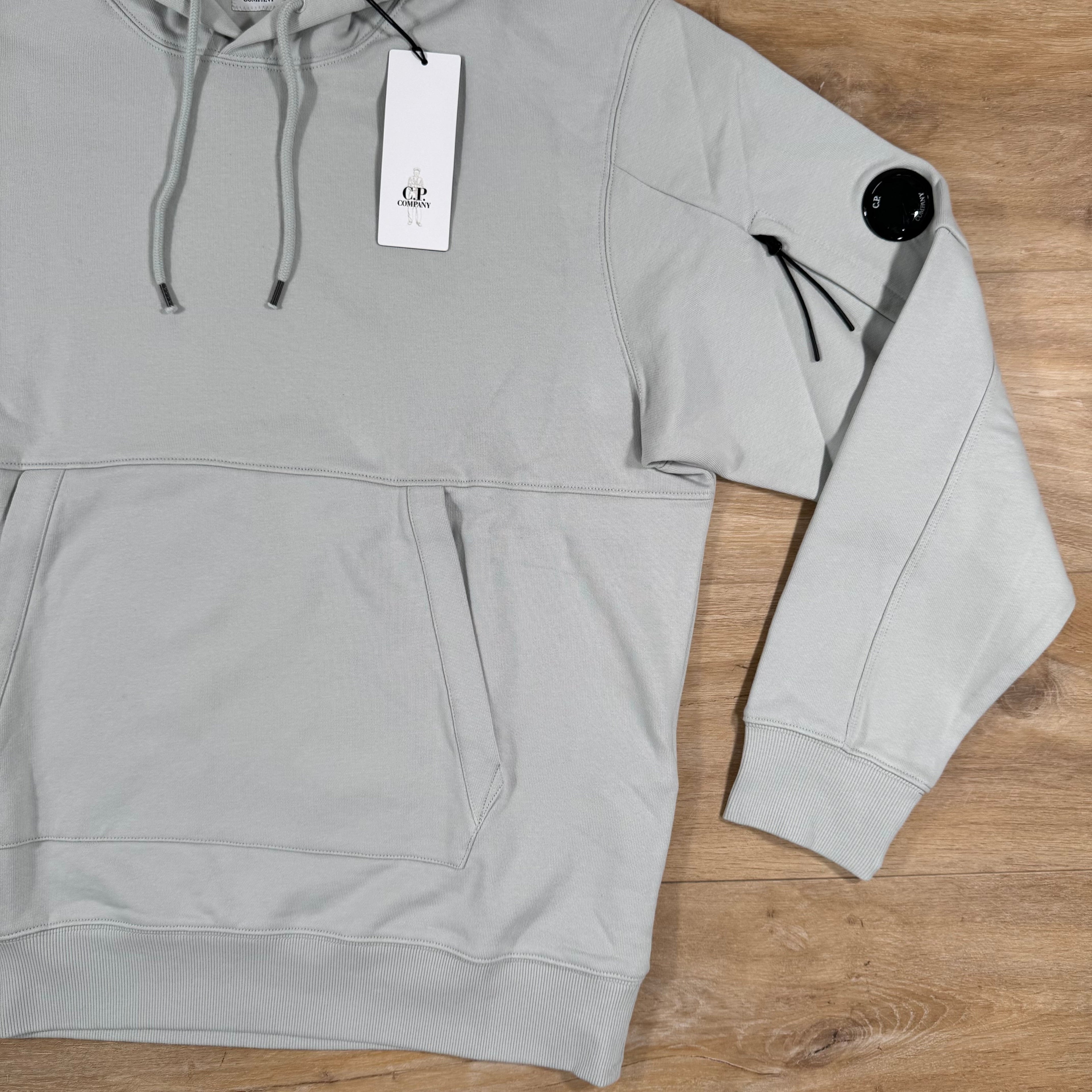 CP Company Diagonal Raised Fleece Lens Hoodie in Blue Fox - Grey