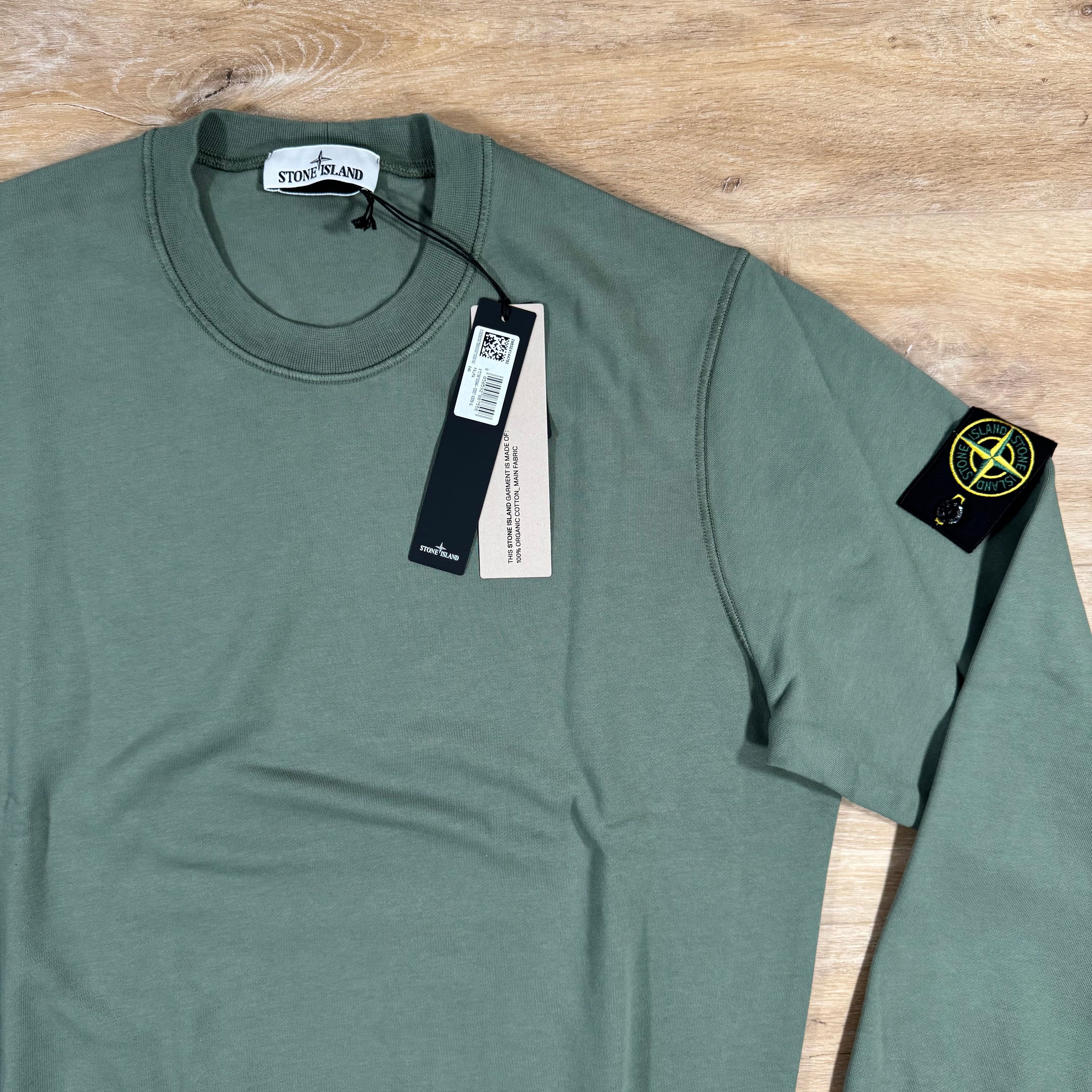 Stone Island Organic Cotton Fleece Sweatshirt in Musk Green