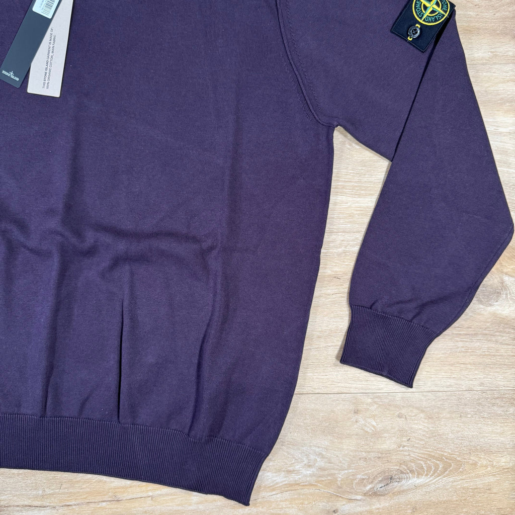Stone Island Soft Organic Cotton Crewneck Jumper in Burgundy
