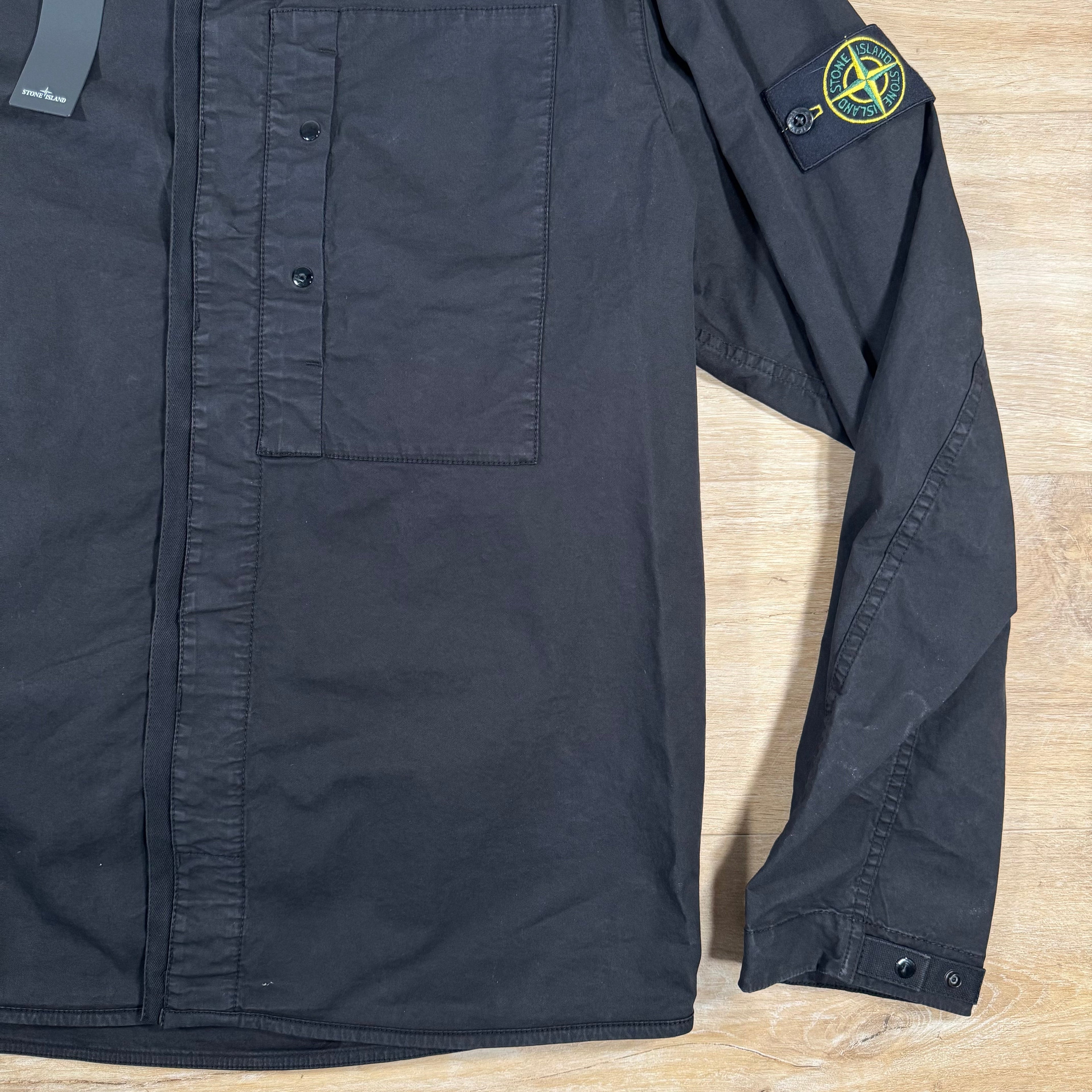 Stone Island Supima Twill Stretch-TC Overshirt in Black