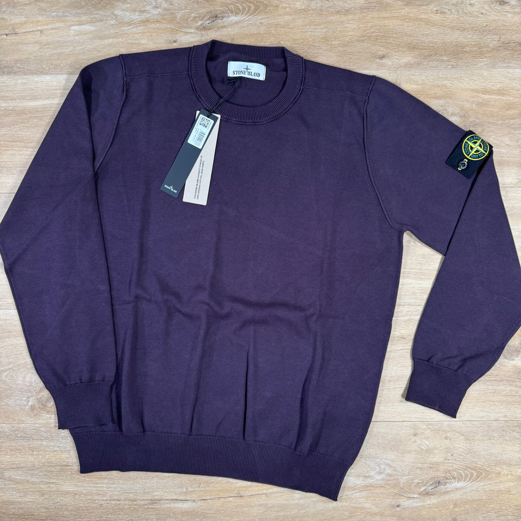 Stone Island Soft Organic Cotton Crewneck Jumper in Burgundy