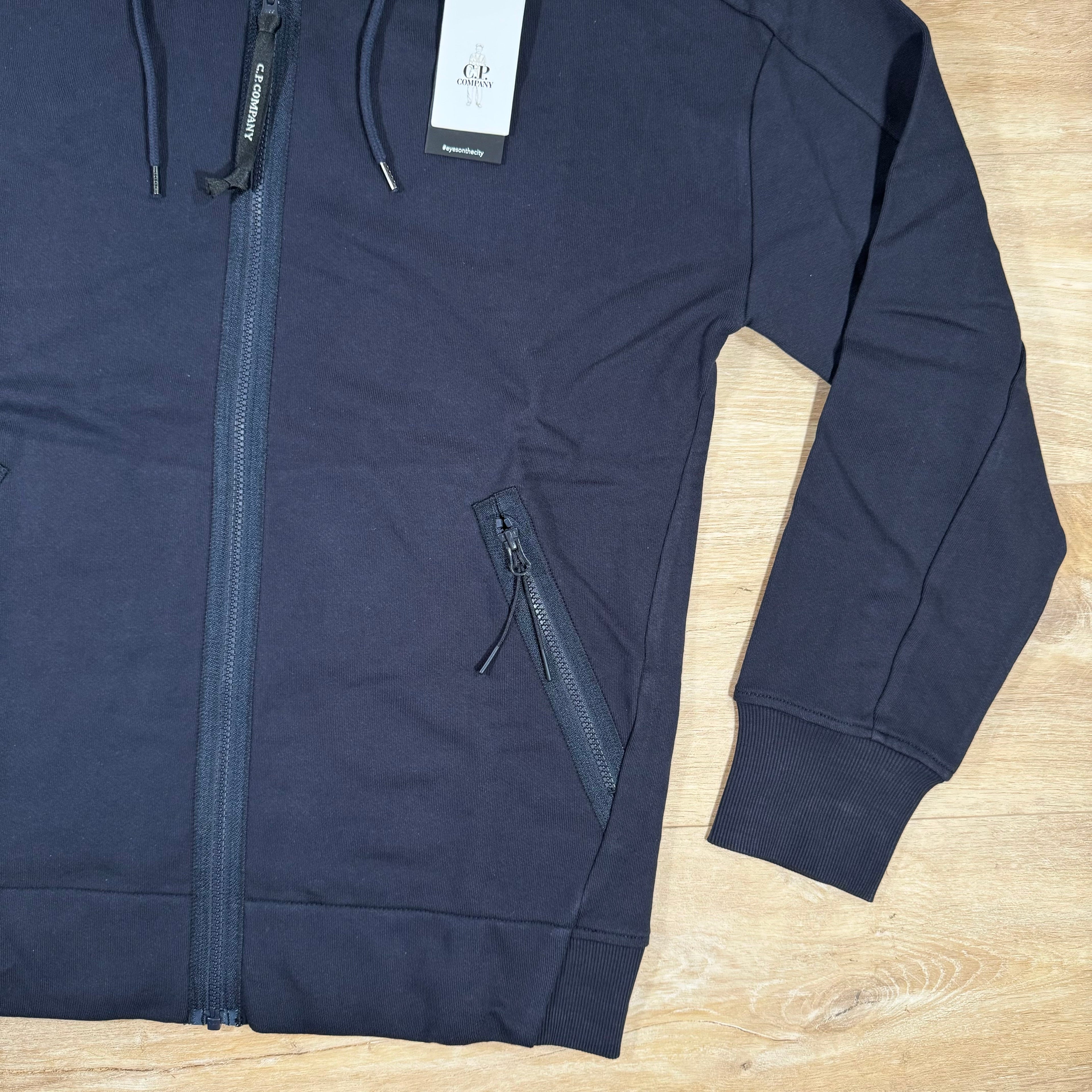 CP Company Diagonal Raised Zipped Goggle Hoodie in Navy