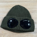 CP Company Extra Fine Merino Wool Goggle Beanie in Ivy Green