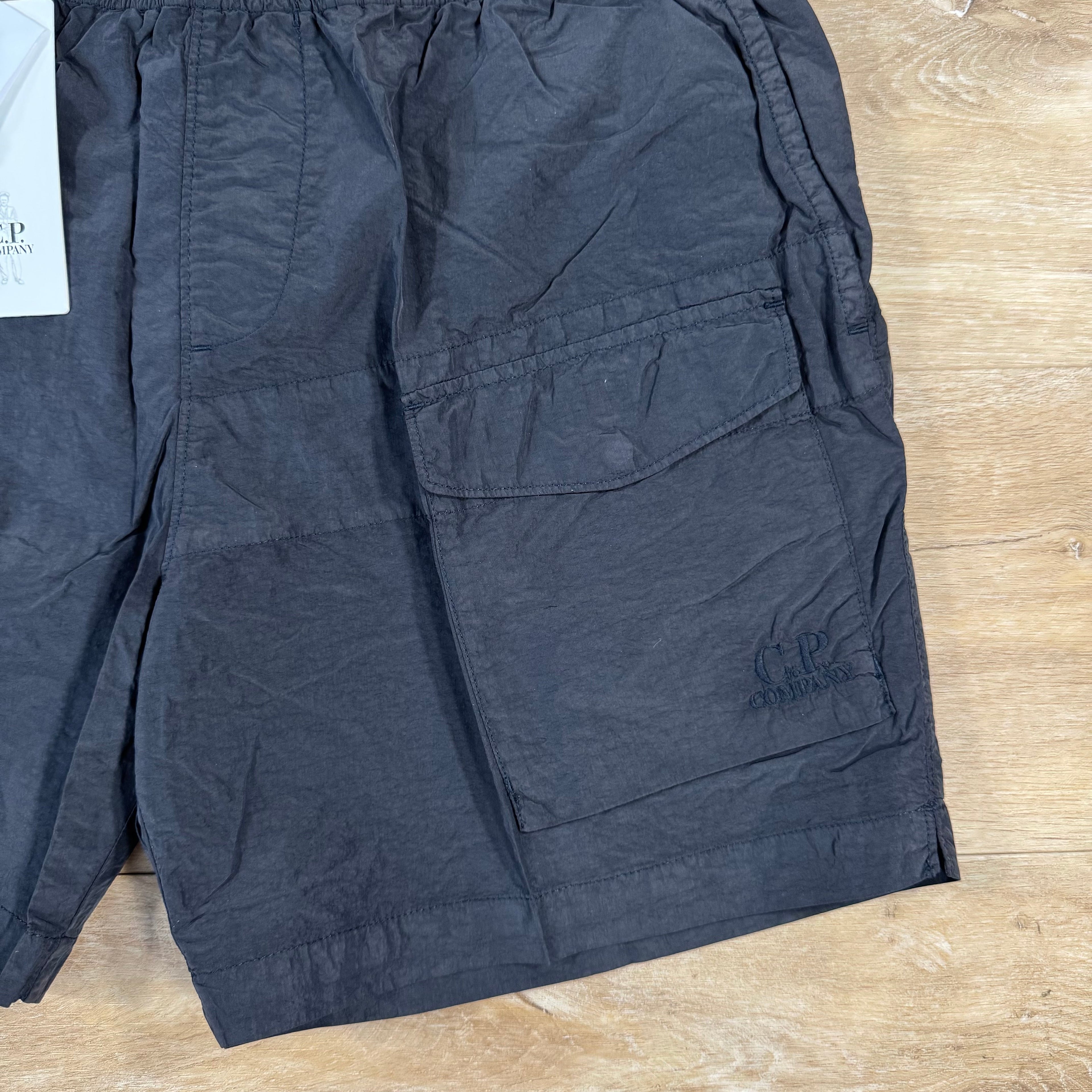 CP Company Flatt Nylon Logo Swim Shorts in Navy