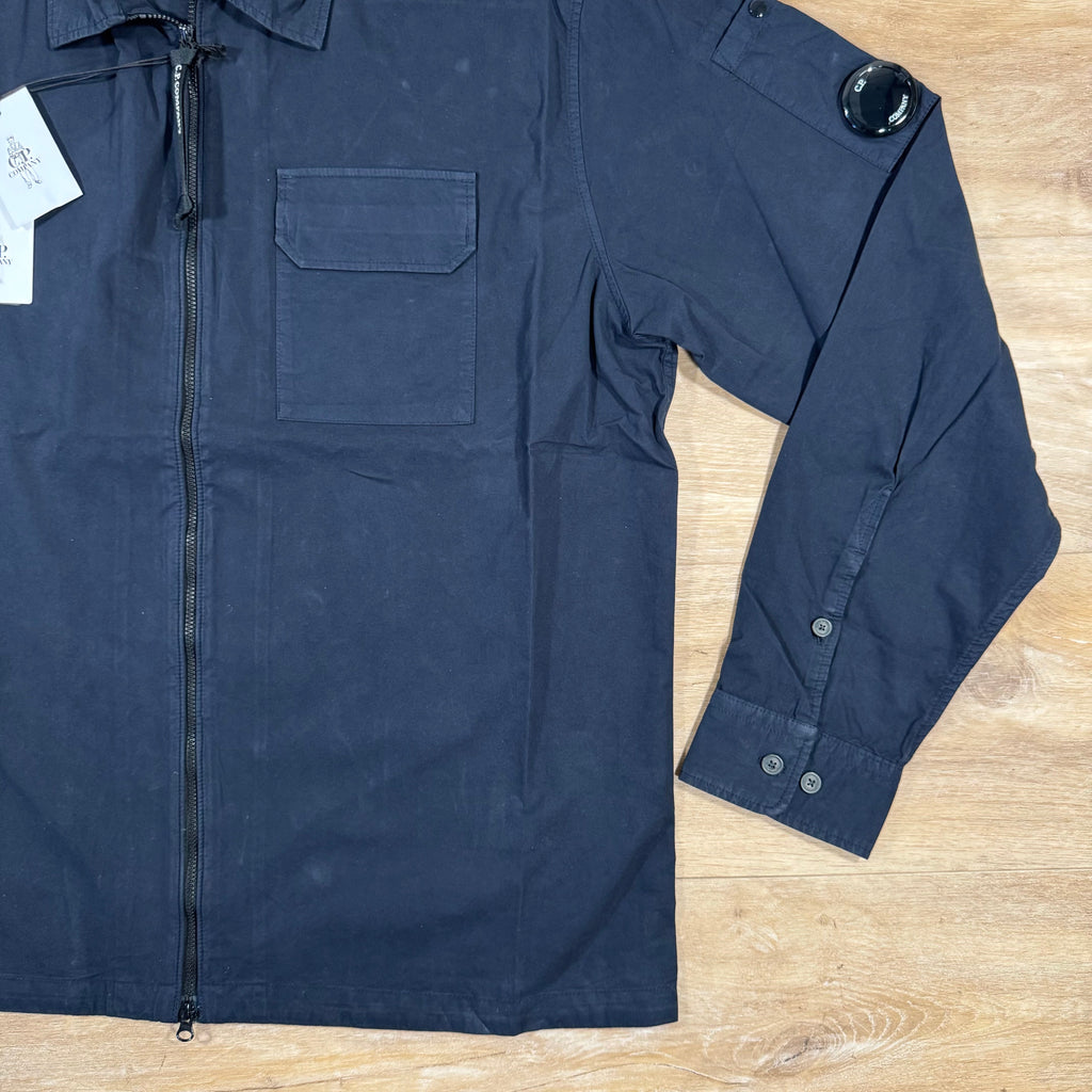 CP Company Organic Gabardine Lens Overshirt in Navy