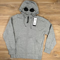 CP Company Diagonal Raised Zipped Goggle Hoodie in Grey