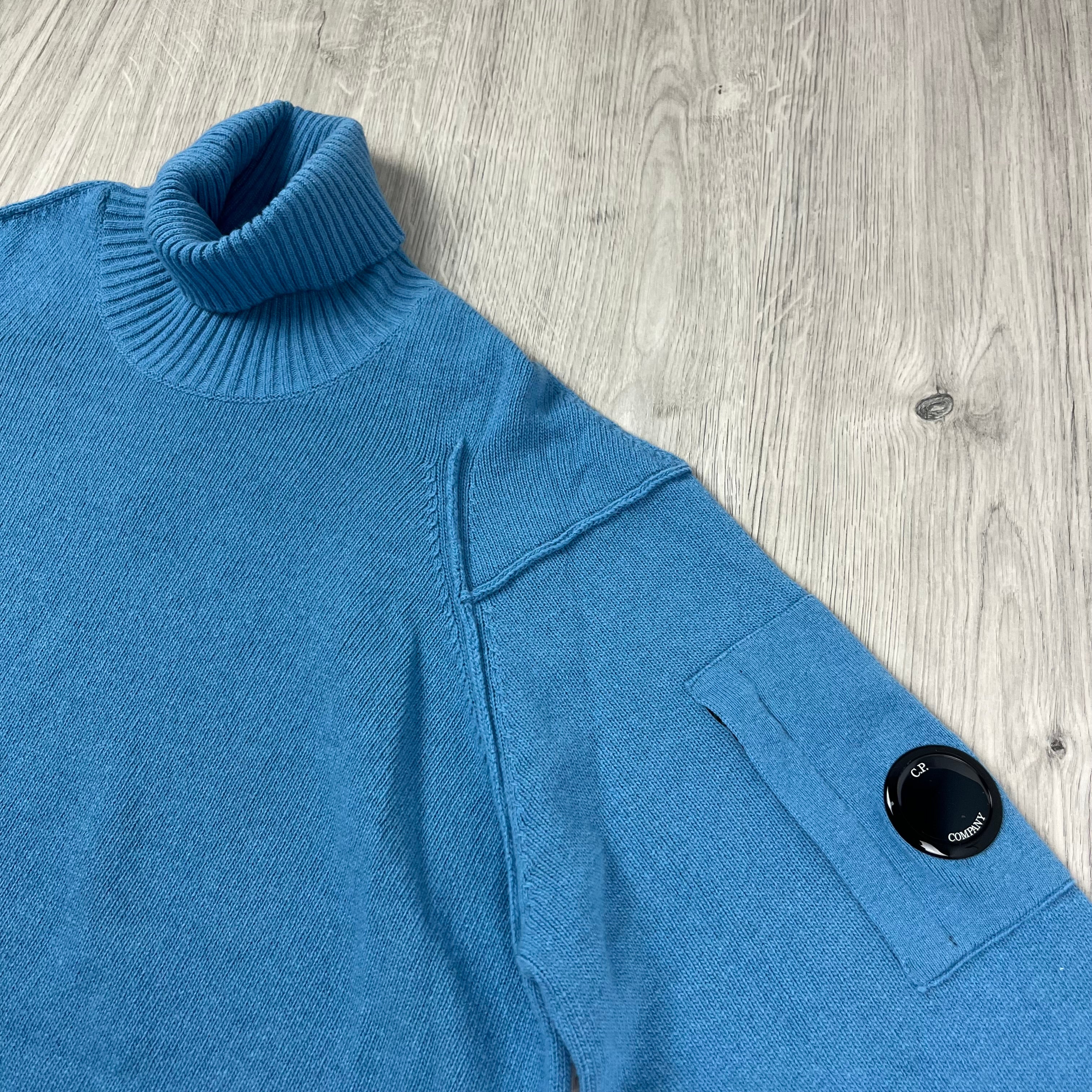 CP Company Knit Turtle Neck - Aegean Blue