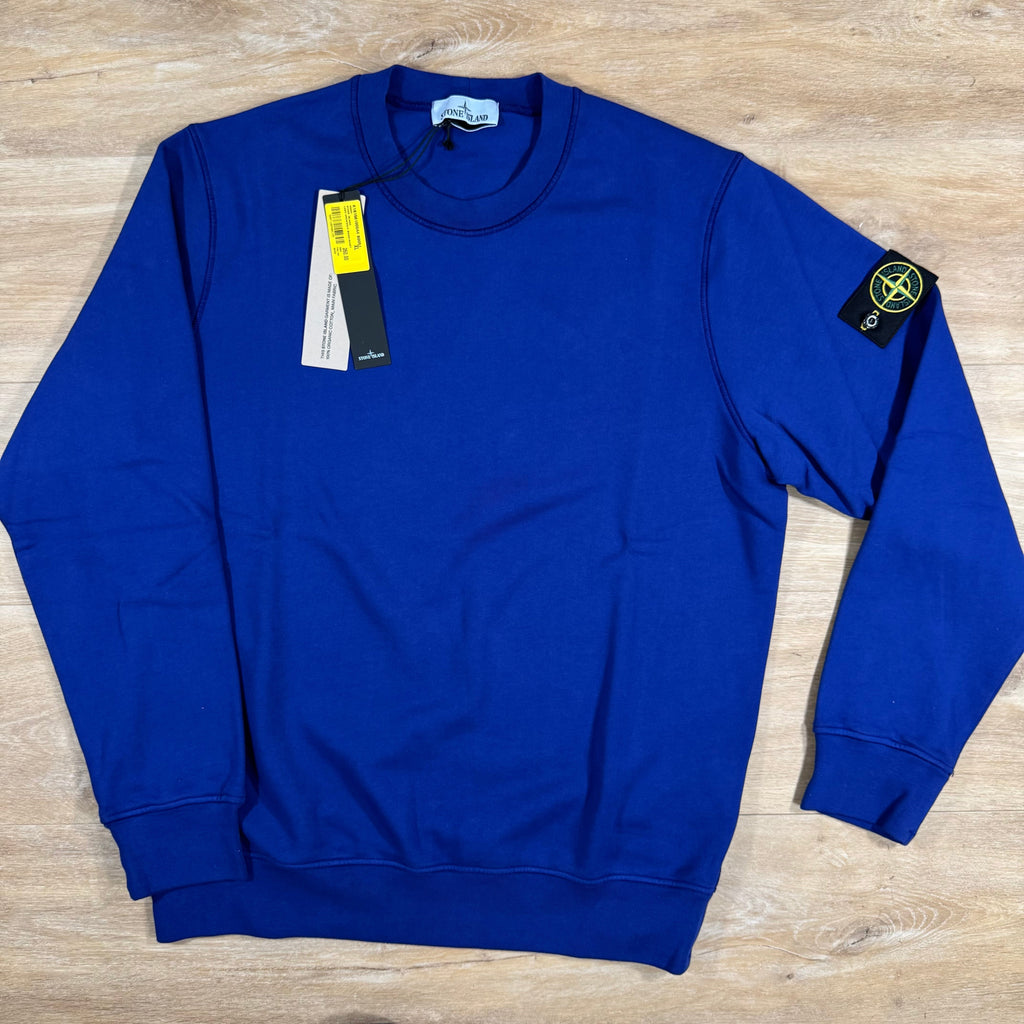 Stone Island Organic Cotton Fleece Sweatshirt in Bright Blue