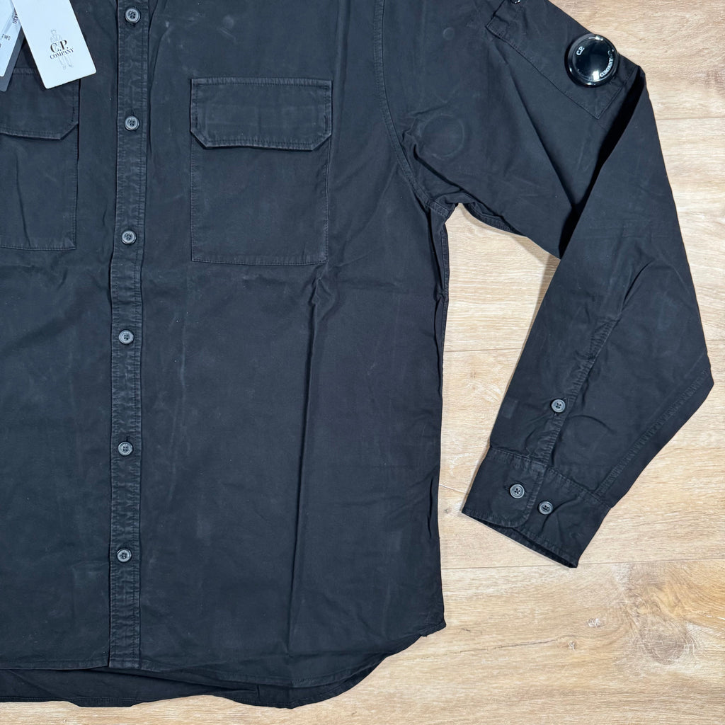 CP Company Gabardine Buttoned Lens Shirt in Black