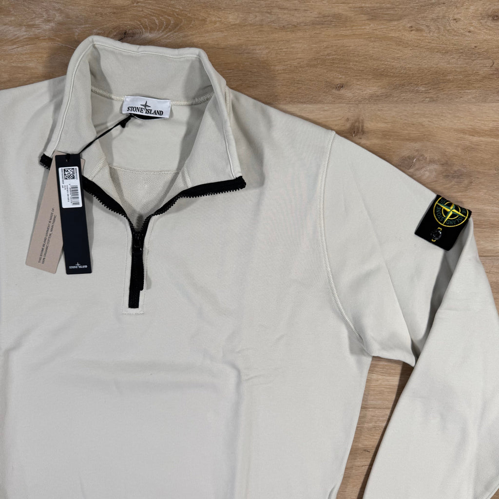 Stone Island Organic Cotton Half-Zip Sweatshirt in Sand