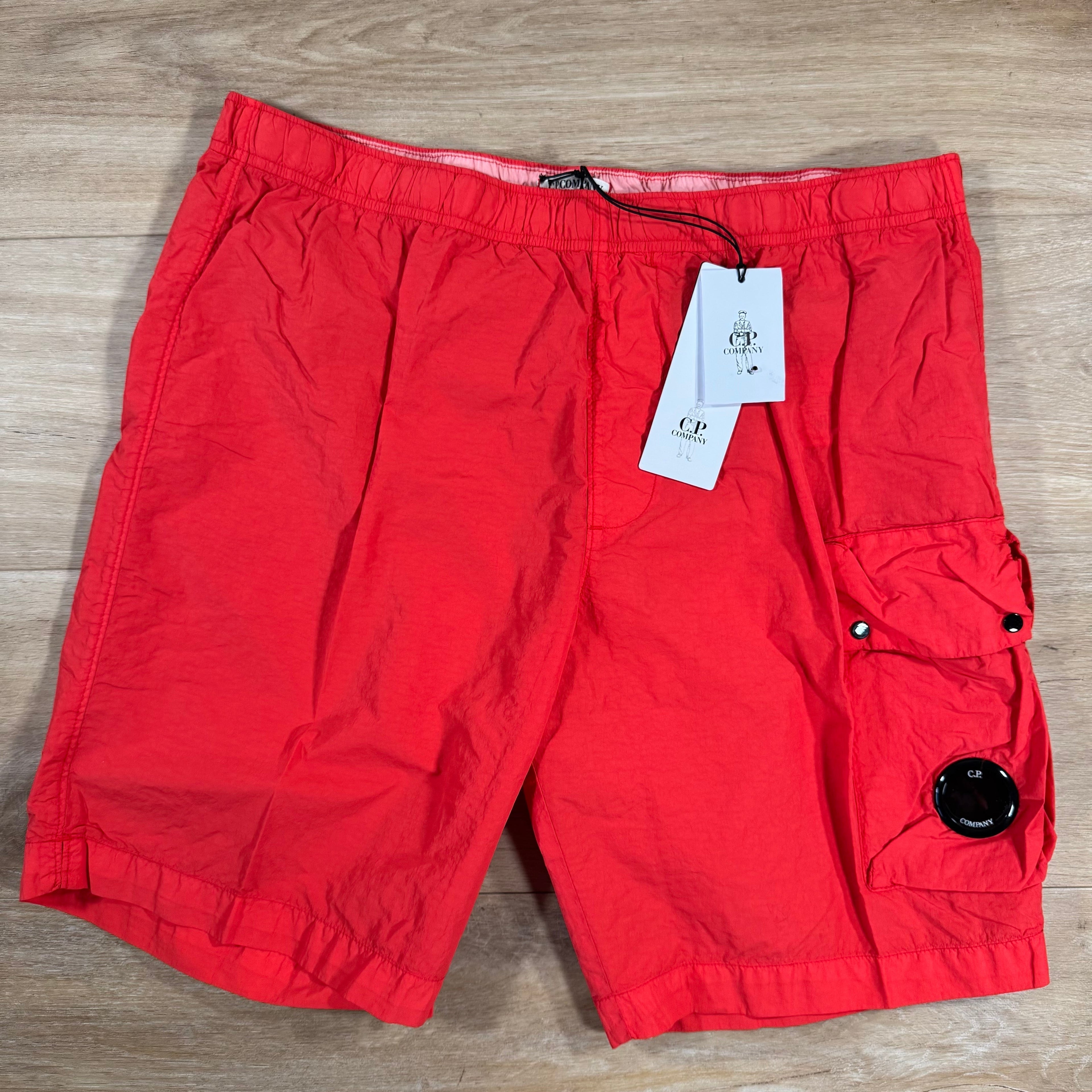 CP Company Flatt Nylon Cargo Lens Swim Shorts in Poinciana - Orange