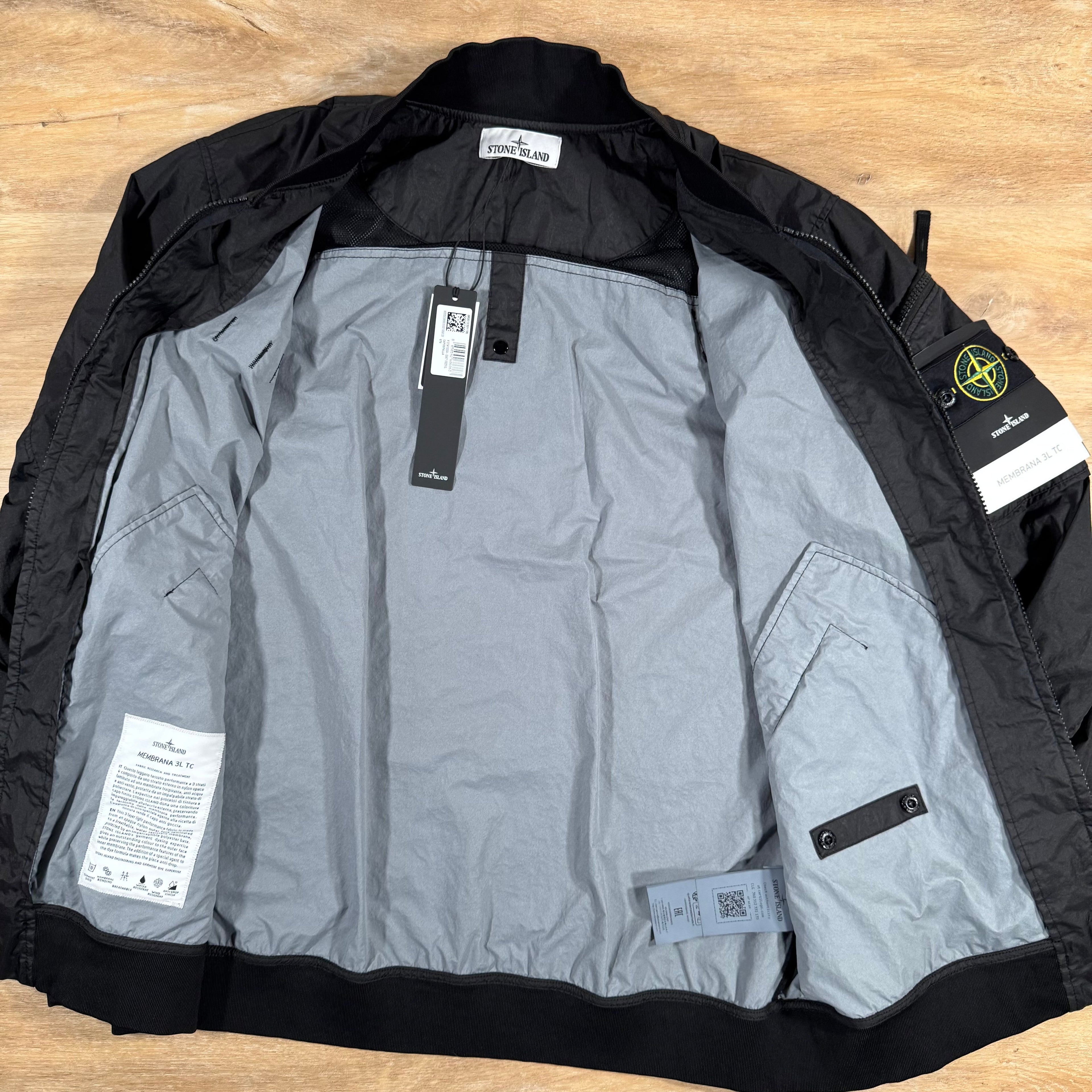 Stone Island Membrana 3L TC Bomber Jacket in Black