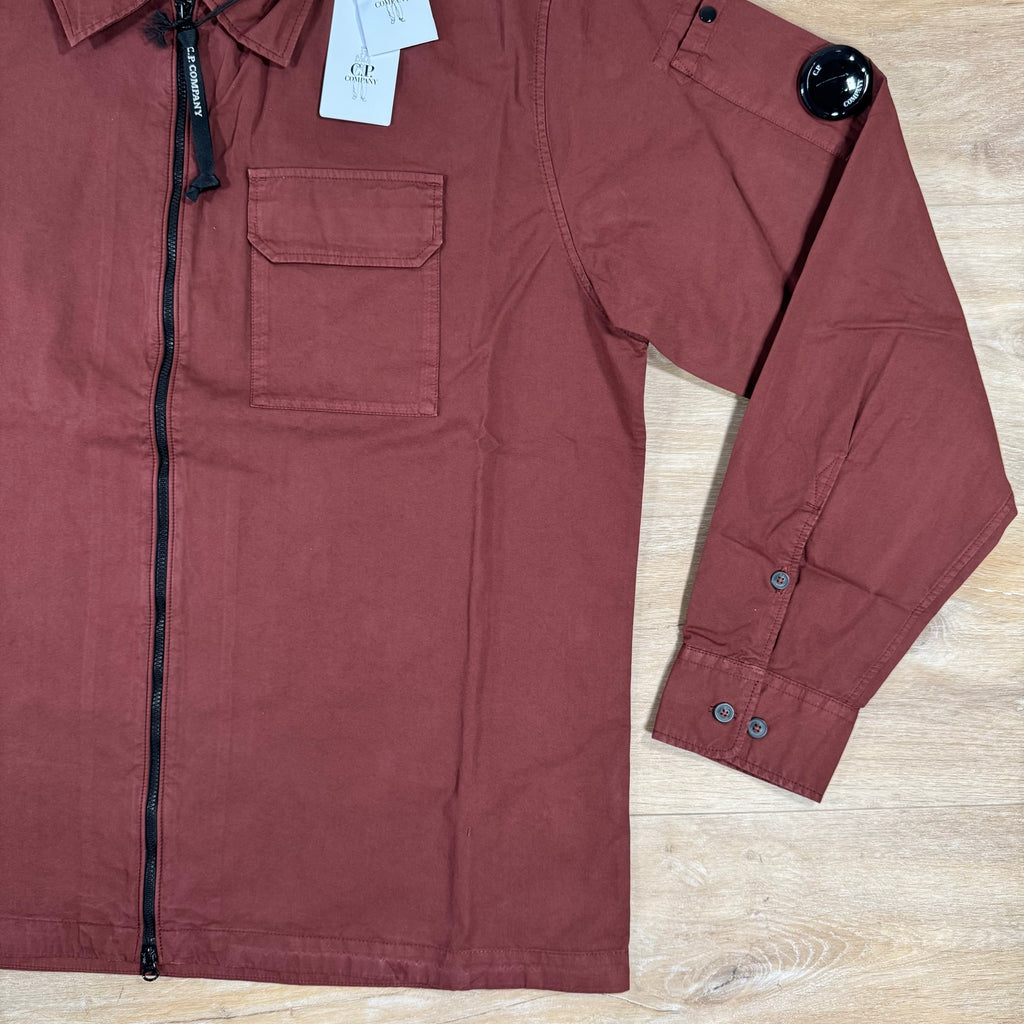 CP Company Organic Gabardine Lens Overshirt in Sable - Brown