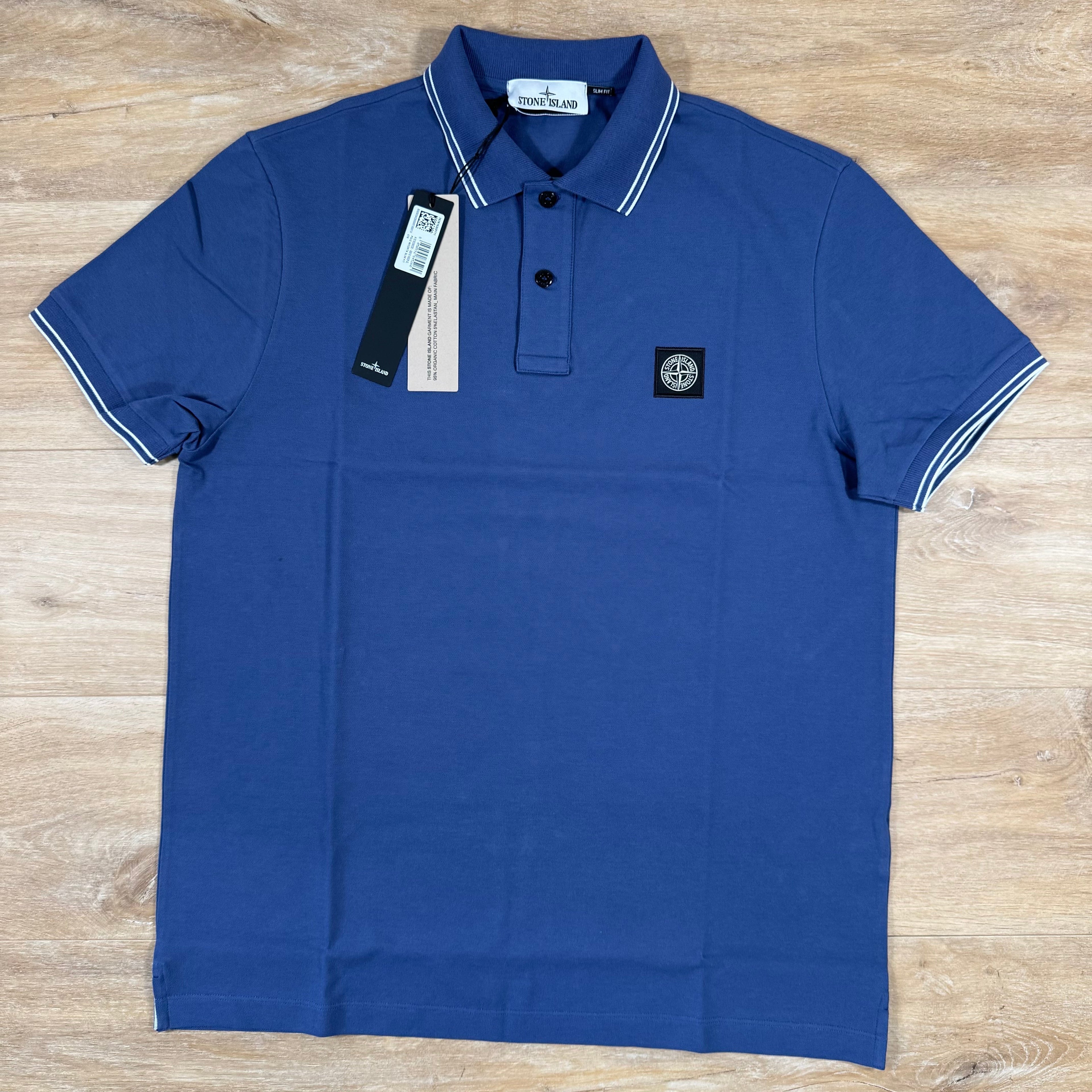 Stone Island Organic Cotton Pique Polo Shirt in Blue Marine