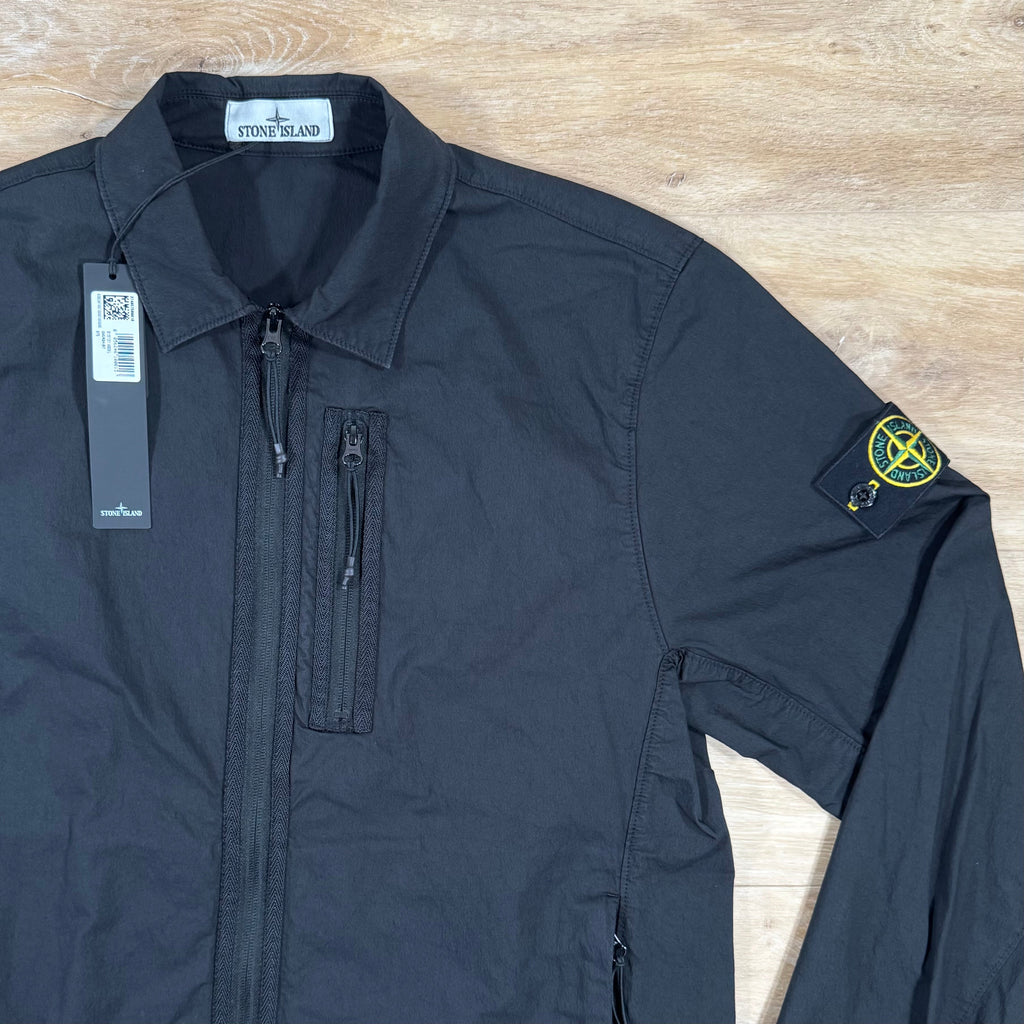 Stone Island Nylon Twill Overshirt in Black