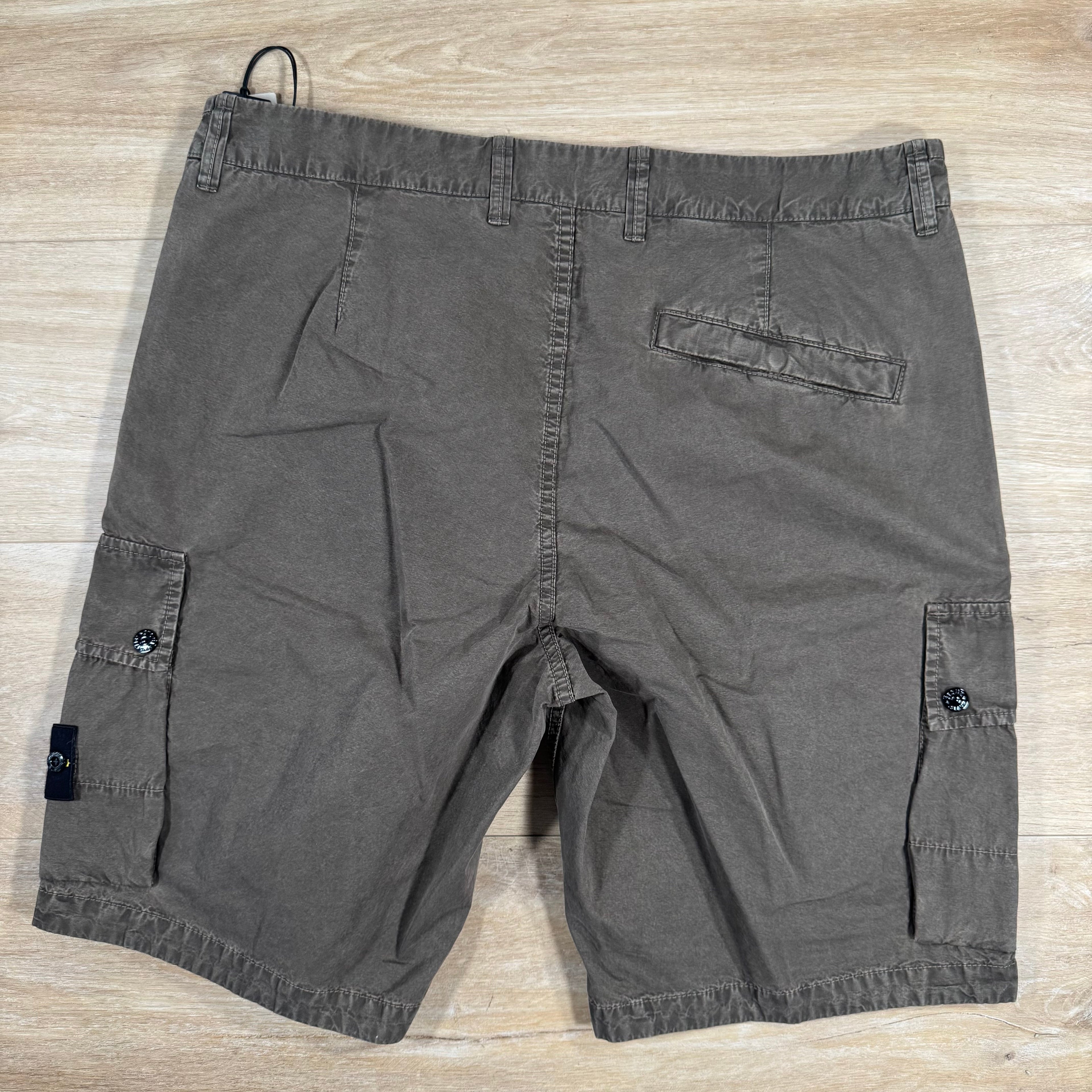 Stone Island Brushed Cotton Cargo Bermuda Shorts in Military Green