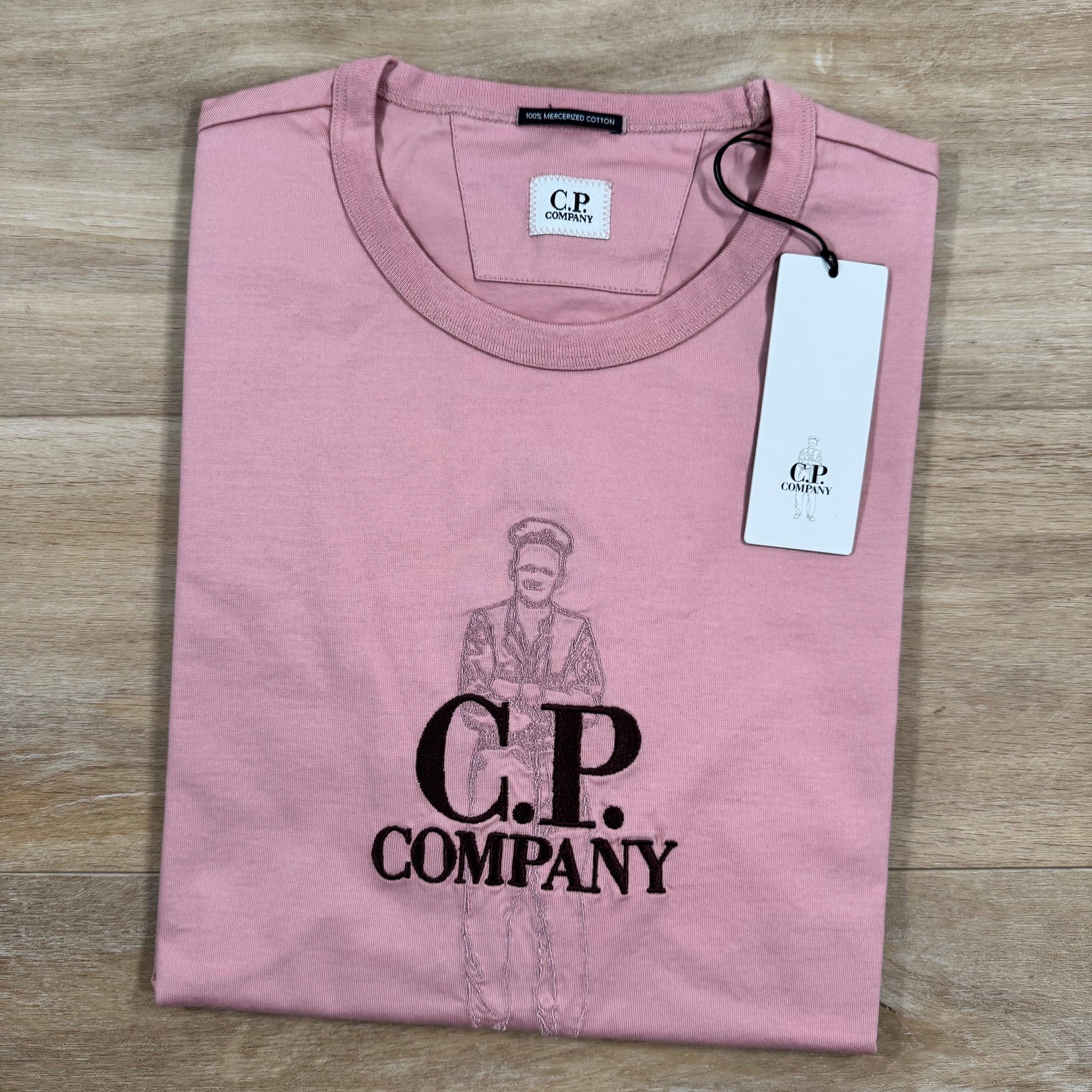 CP Company 30/2 Mercerized Jersey Twisted British Sailor T-Shirt in Misty Rose - Pink