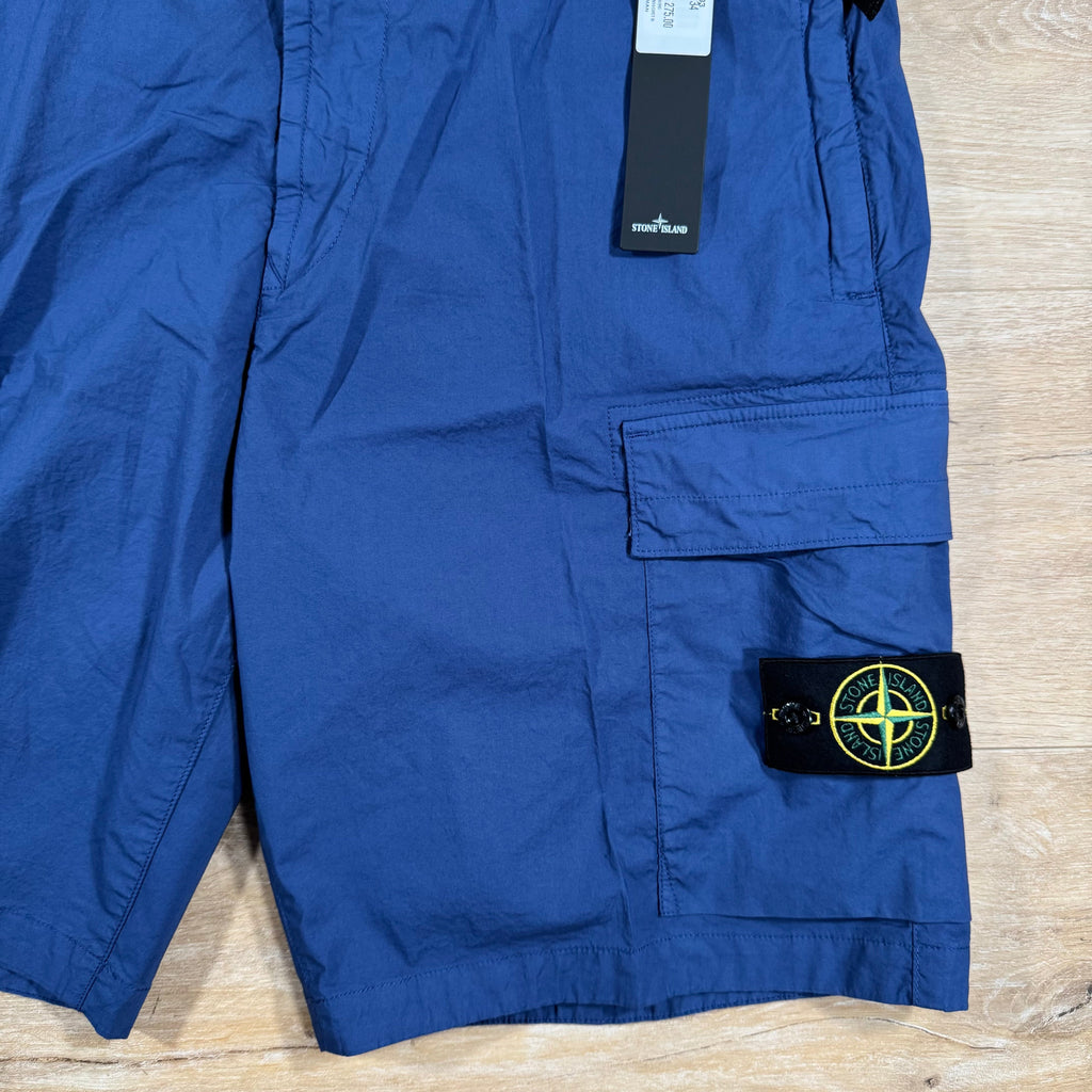 Stone Island Stretch Tela Cargo Bermuda Shorts in Blue Marine