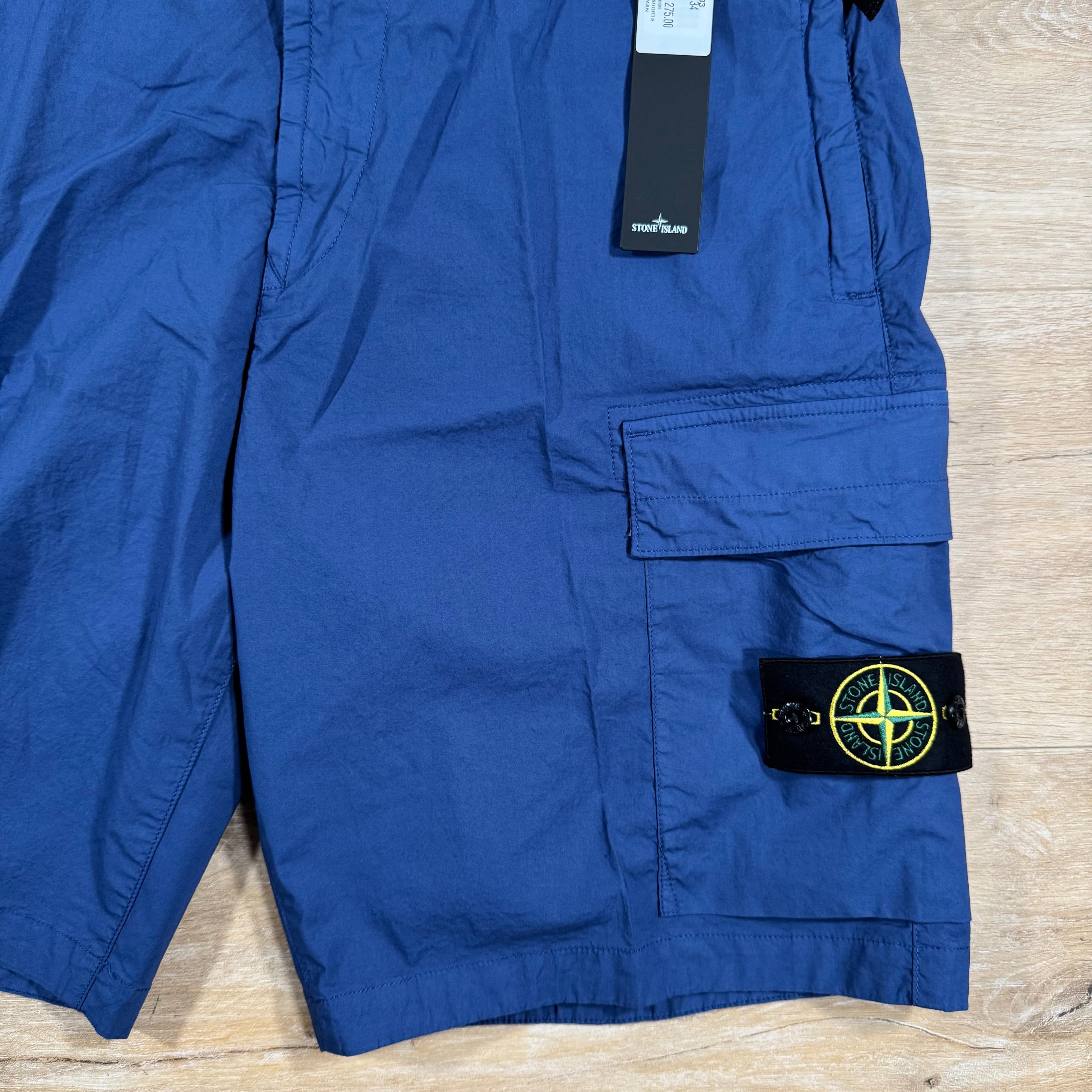 Stone Island Stretch Tela Cargo Bermuda Shorts in Blue Marine
