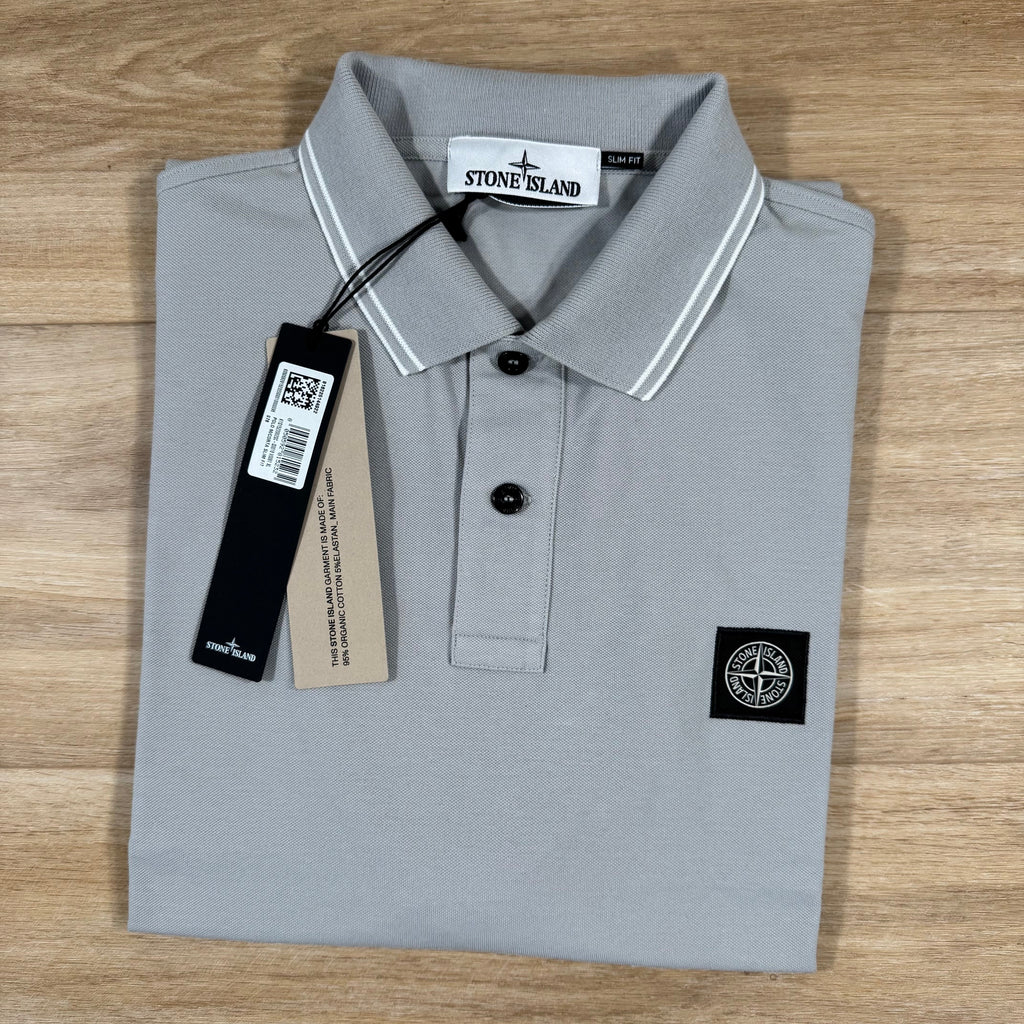 Stone Island Organic Cotton Pique Polo Shirt in Pearl Grey