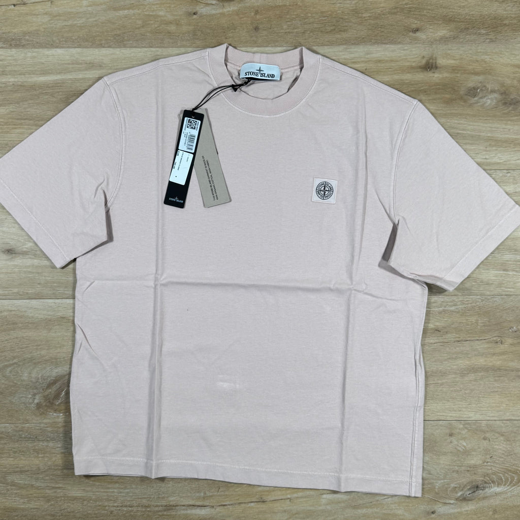 Stone Island Combed Organic Cotton Patch Logo T-Shirt in Antique Rose