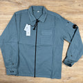CP Company Organic Gabardine Lens Overshirt in Stormy Weather - Blue