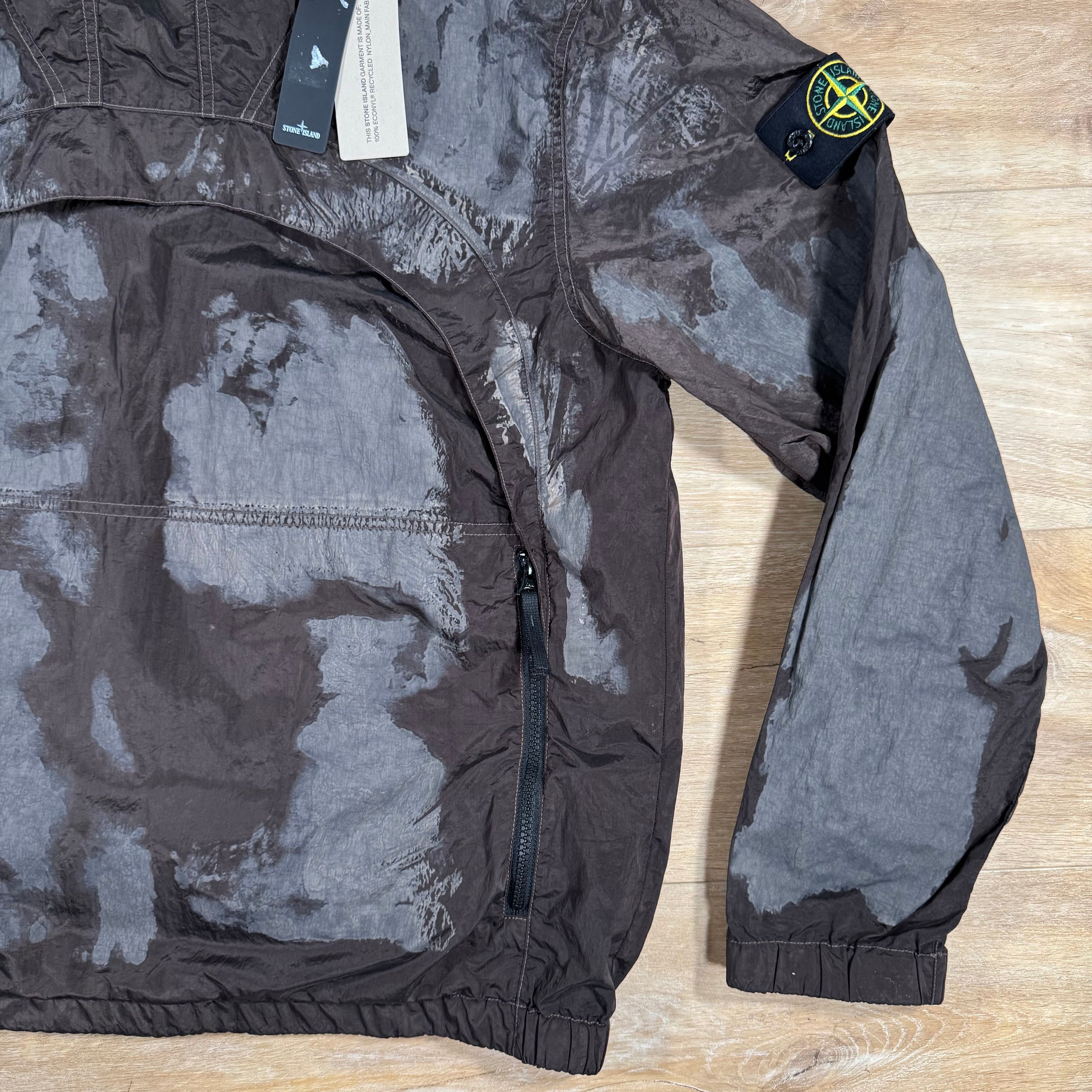 Stone Island Hand Painted Camo Nylon Metal Smock Jacket in Military Green