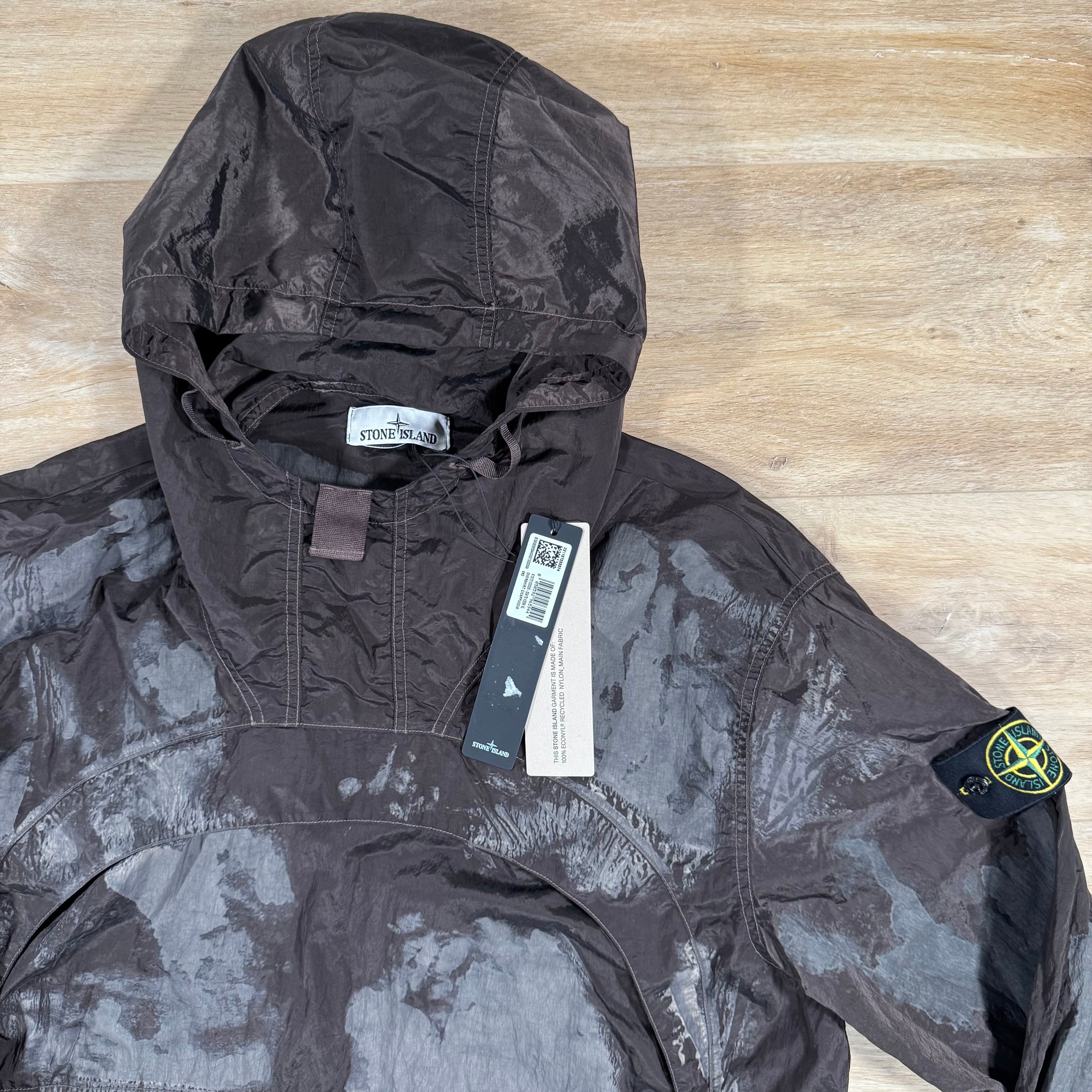 Stone Island Hand Painted Camo Nylon Metal Smock Jacket in Military Green