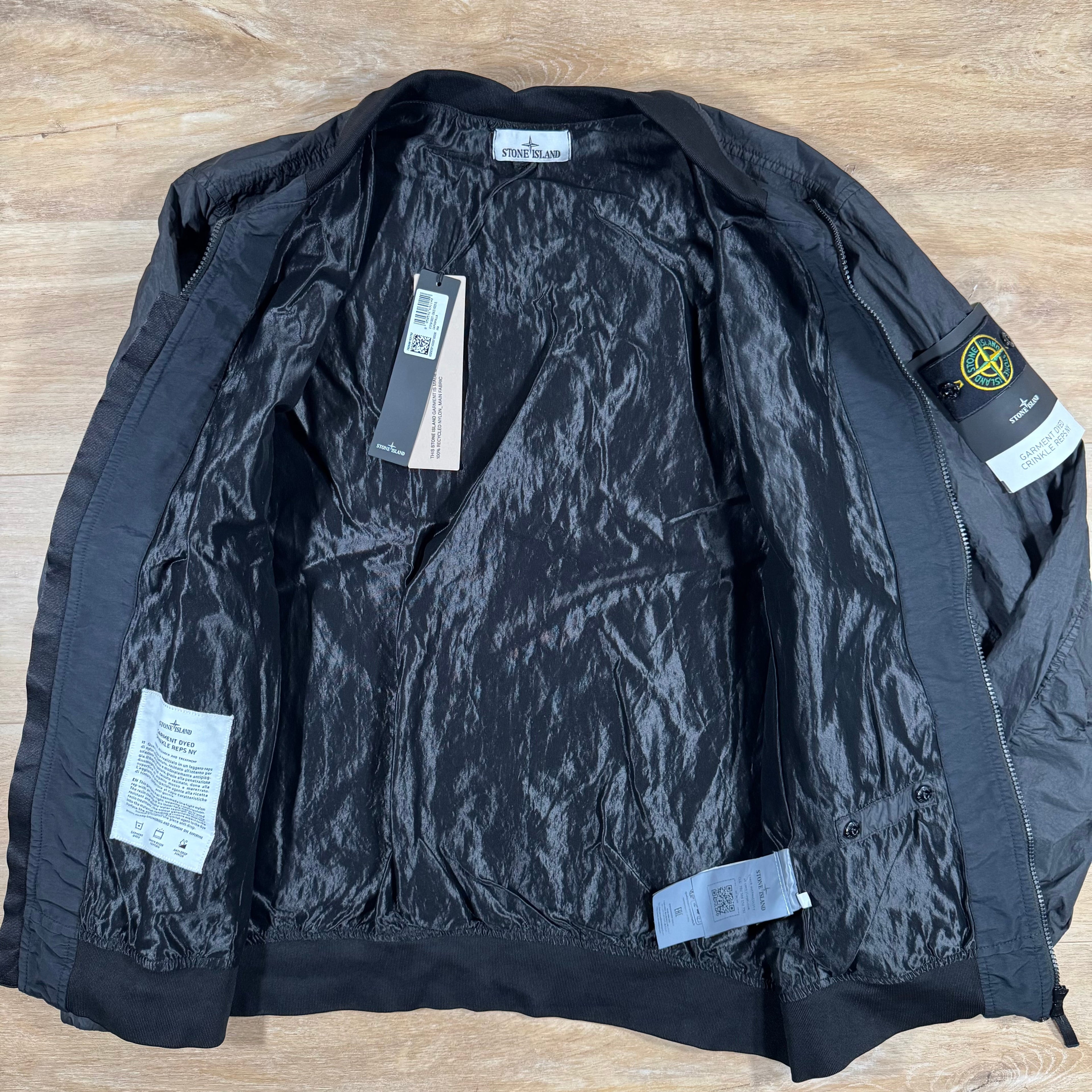 Stone Island Crinkle Reps R-NY Bomber Jacket in Black