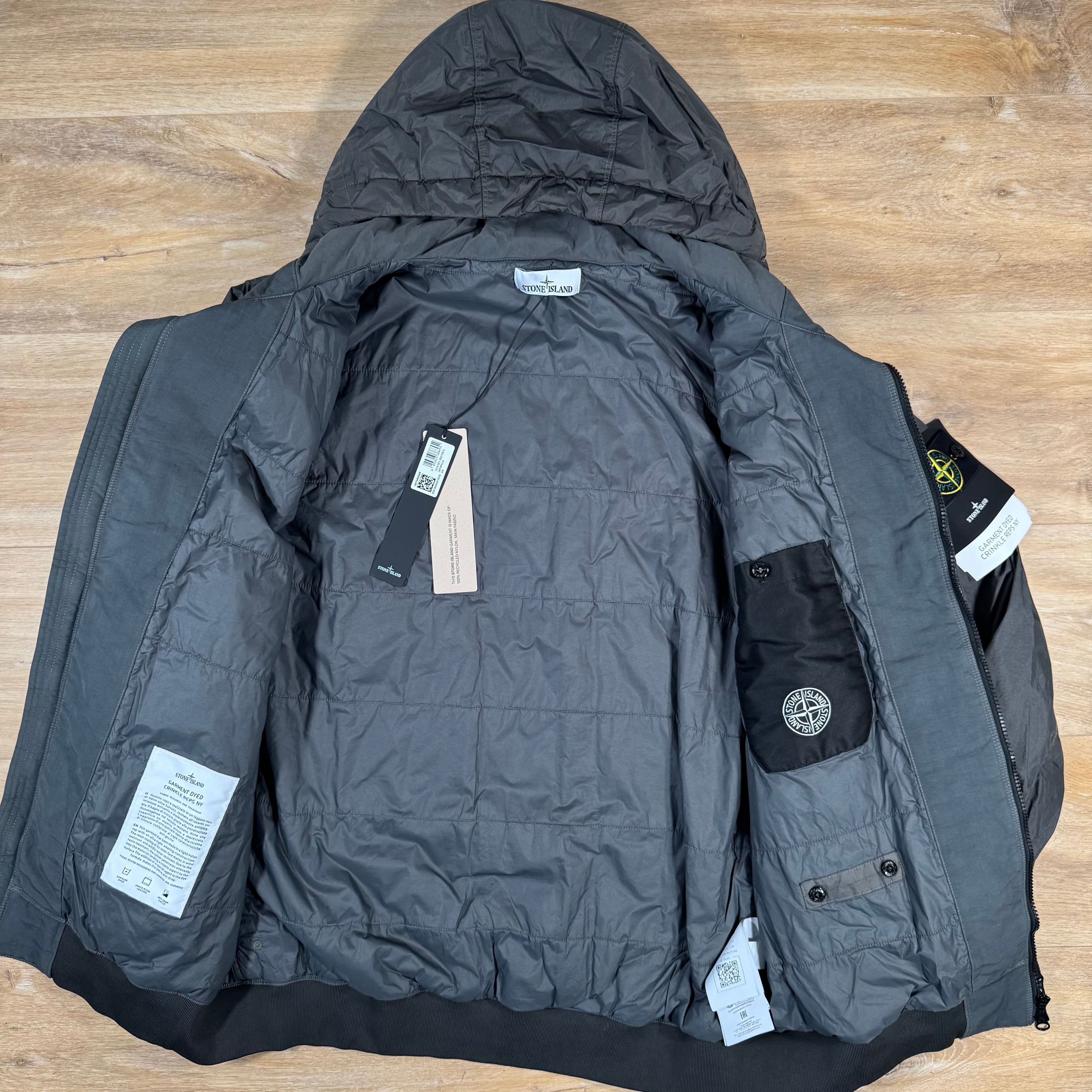 Stone Island Crinkle Reps NY Padded Jacket in Lead Grey
