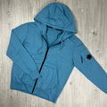 CP Company Light Fleece Zip Hoodie - Aegean Blue