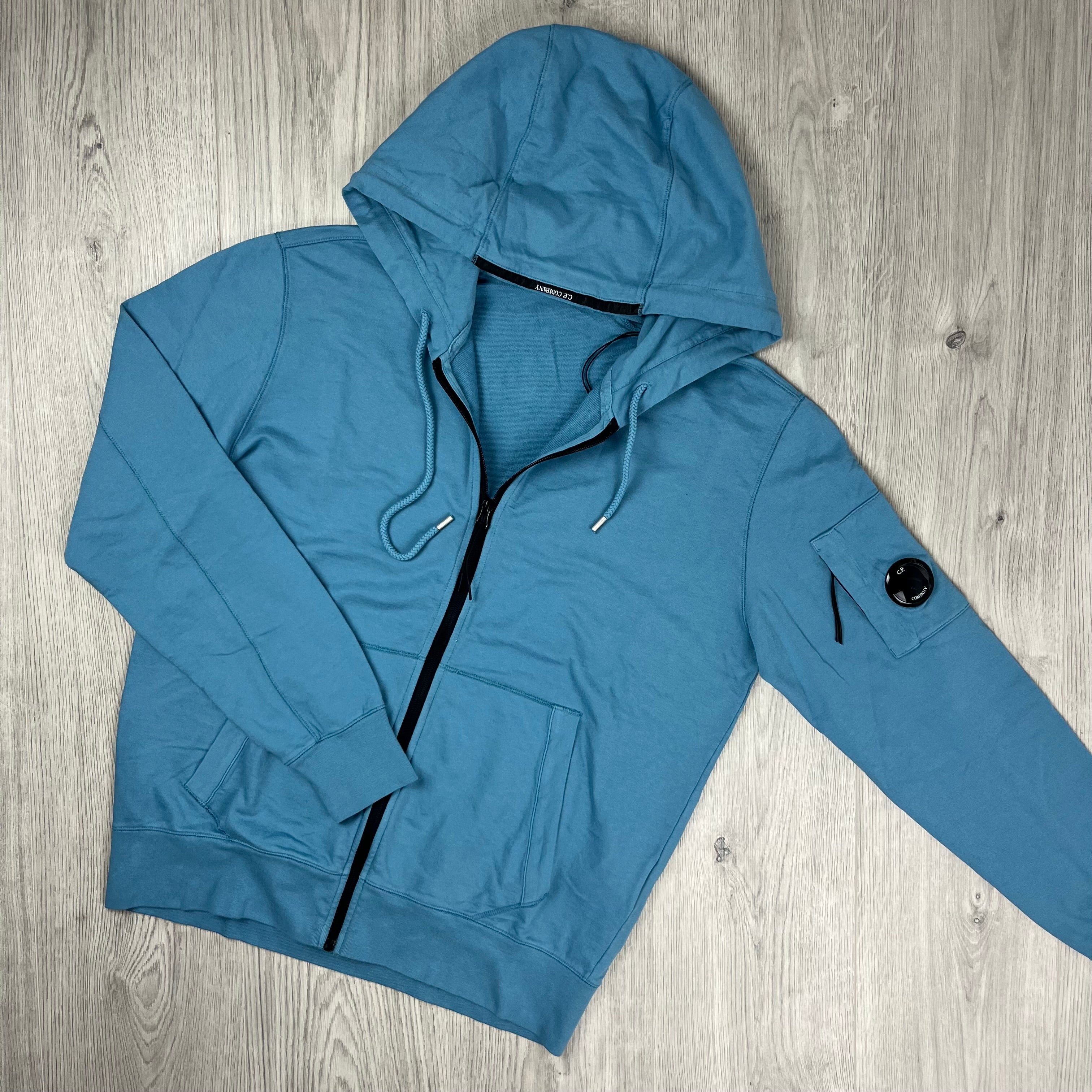CP Company Light Fleece Zip Hoodie - Aegean Blue