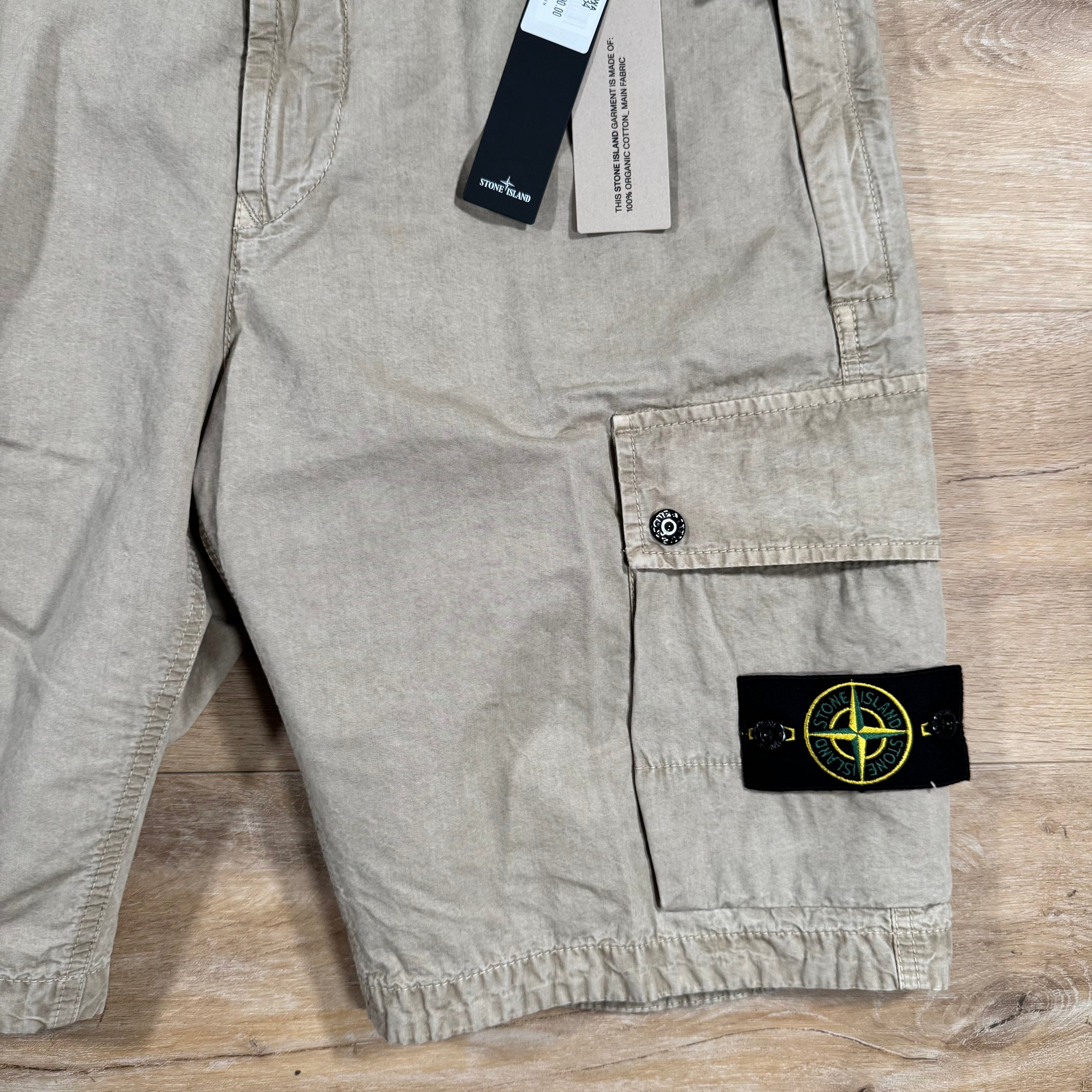 Stone Island Brushed Cotton Cargo Bermuda Shorts in Desert