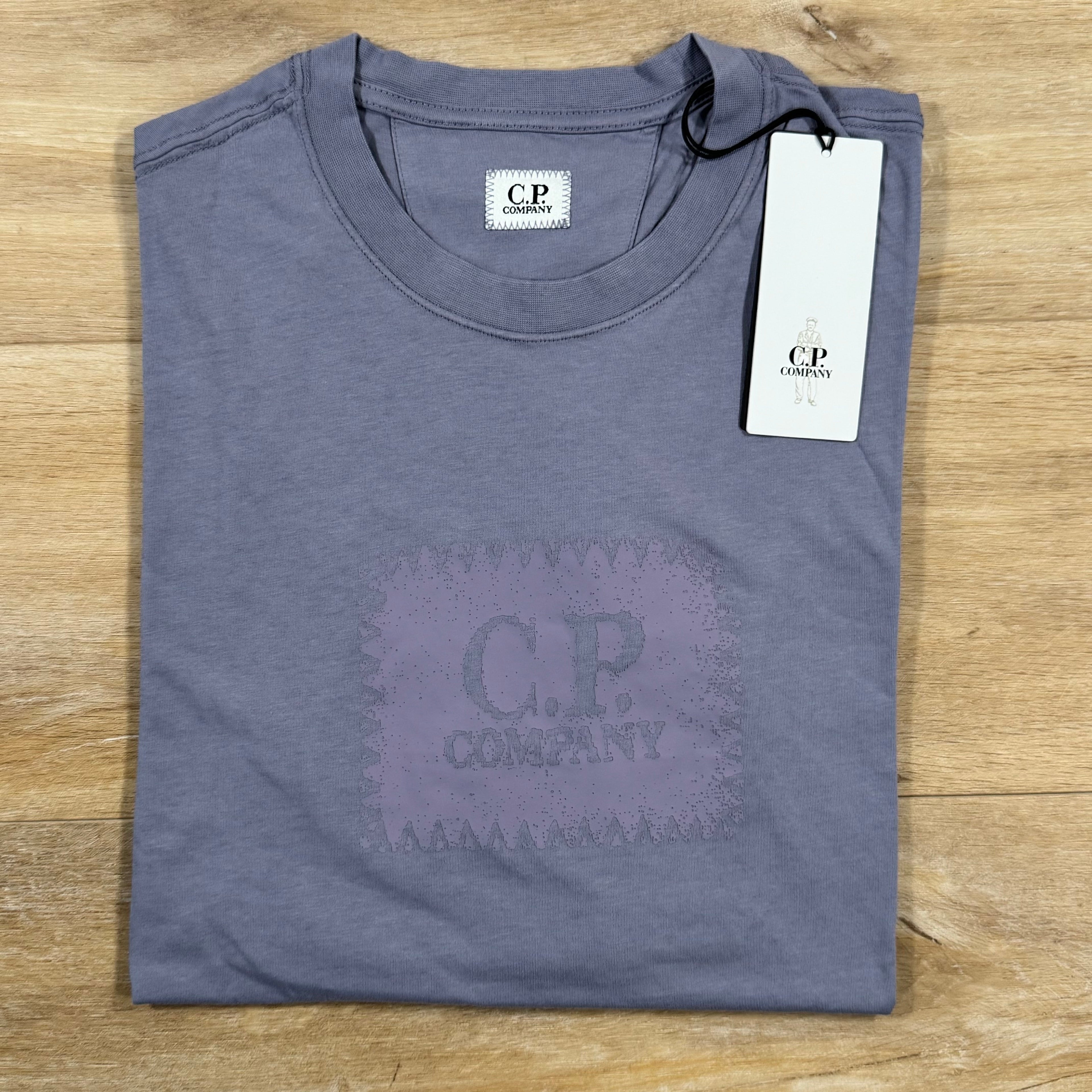 CP Company Stitch Block Logo T-Shirt in Lavender Violet