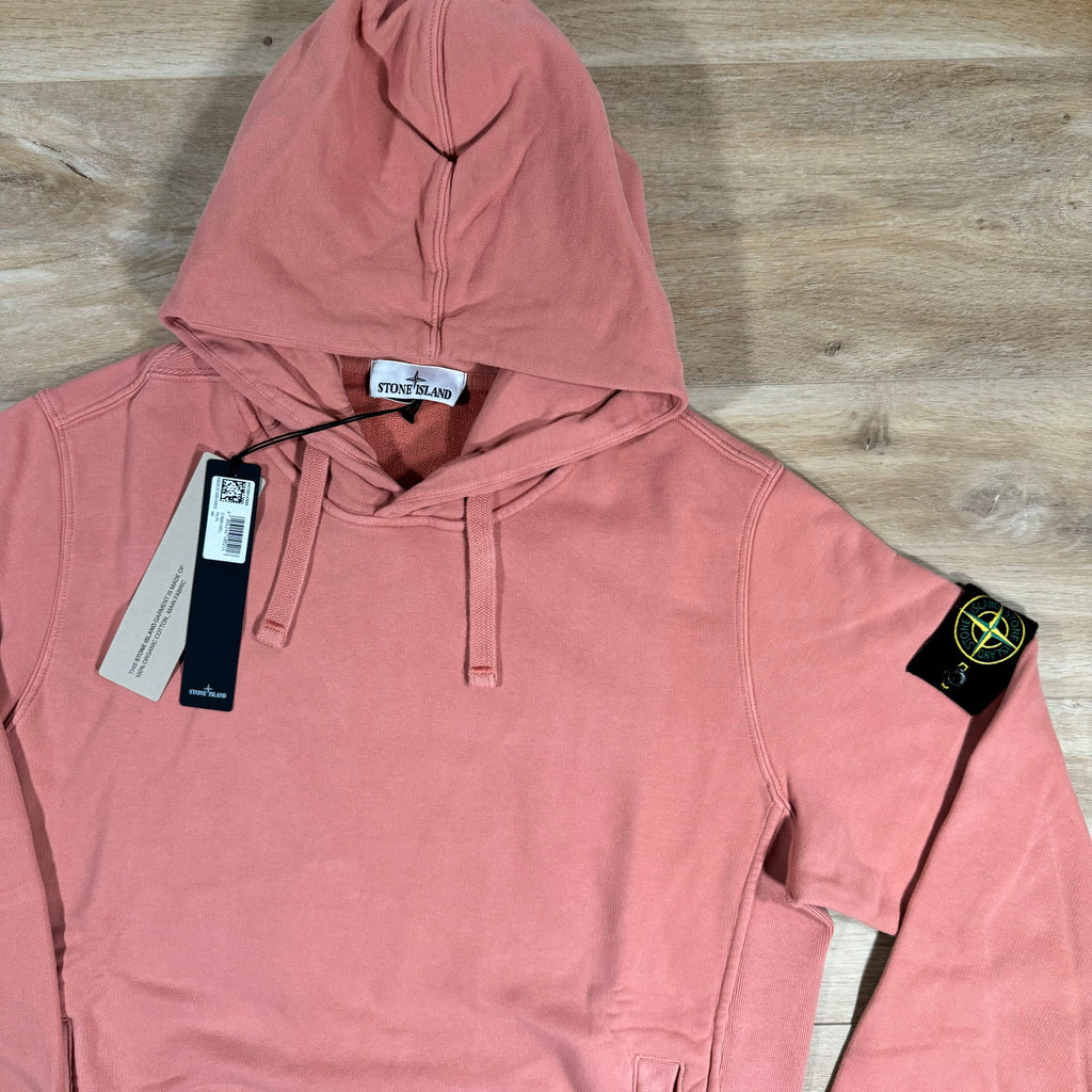 Stone Island Brushed Cotton Pullover Hoodie in Orange