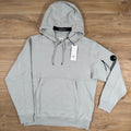 CP Company Diagonal Raised Fleece Lens Hoodie in Blue Fox - Grey