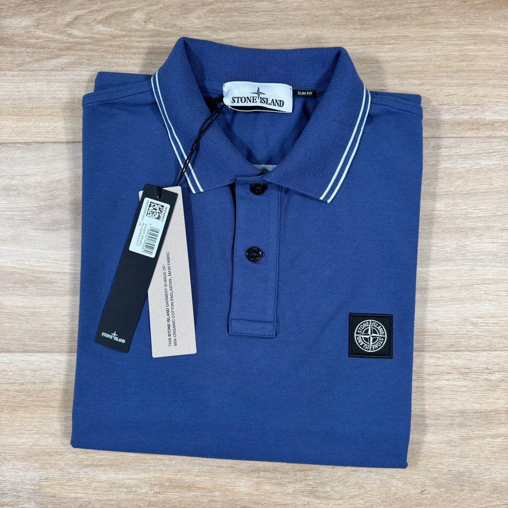 Stone Island Organic Cotton Pique Polo Shirt in Blue Marine