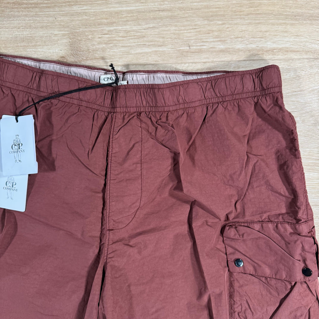 CP Company Flatt Nylon Cargo Lens Swim Shorts in Sable - Brown