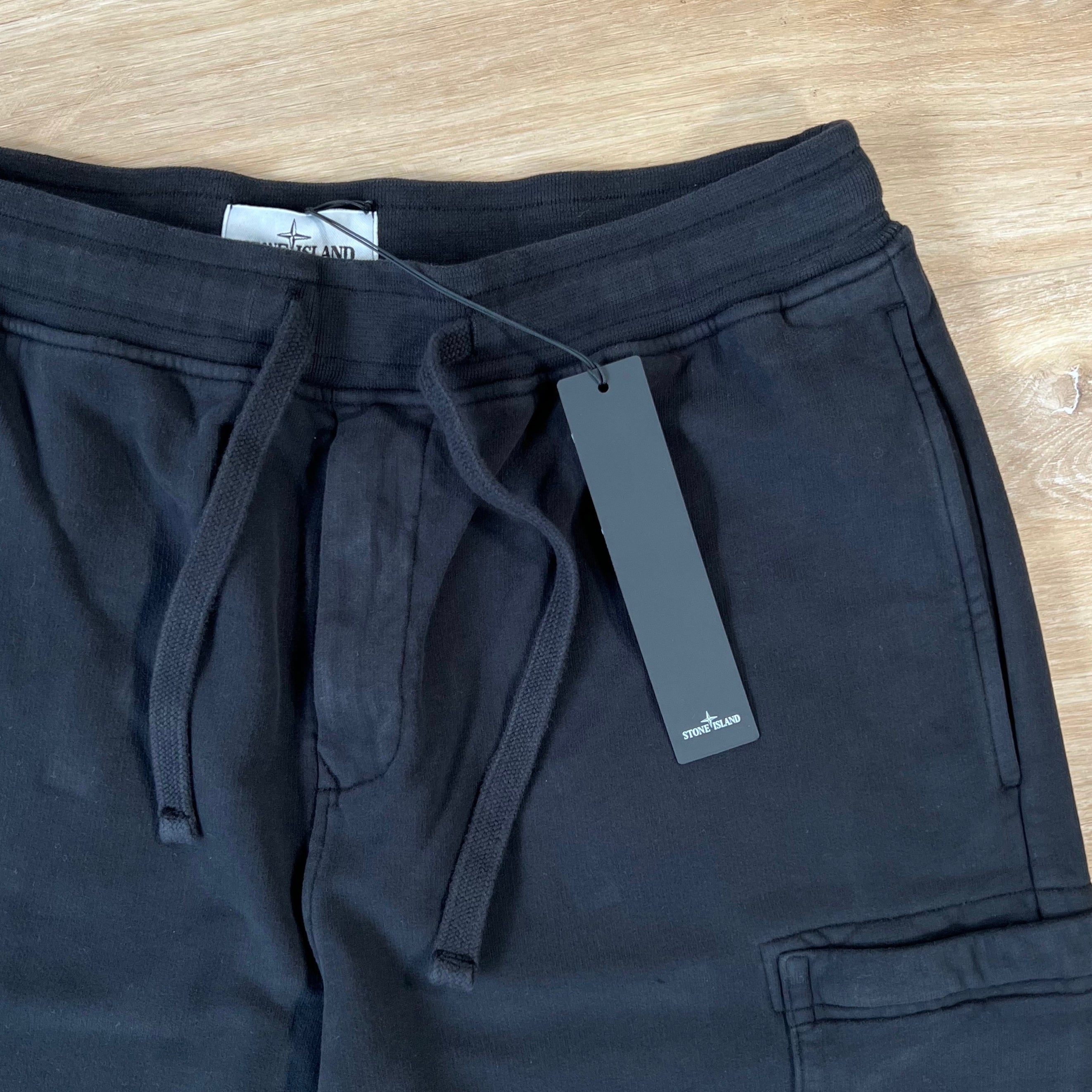 Stone Island Organic Cotton Fleece Shorts in Black